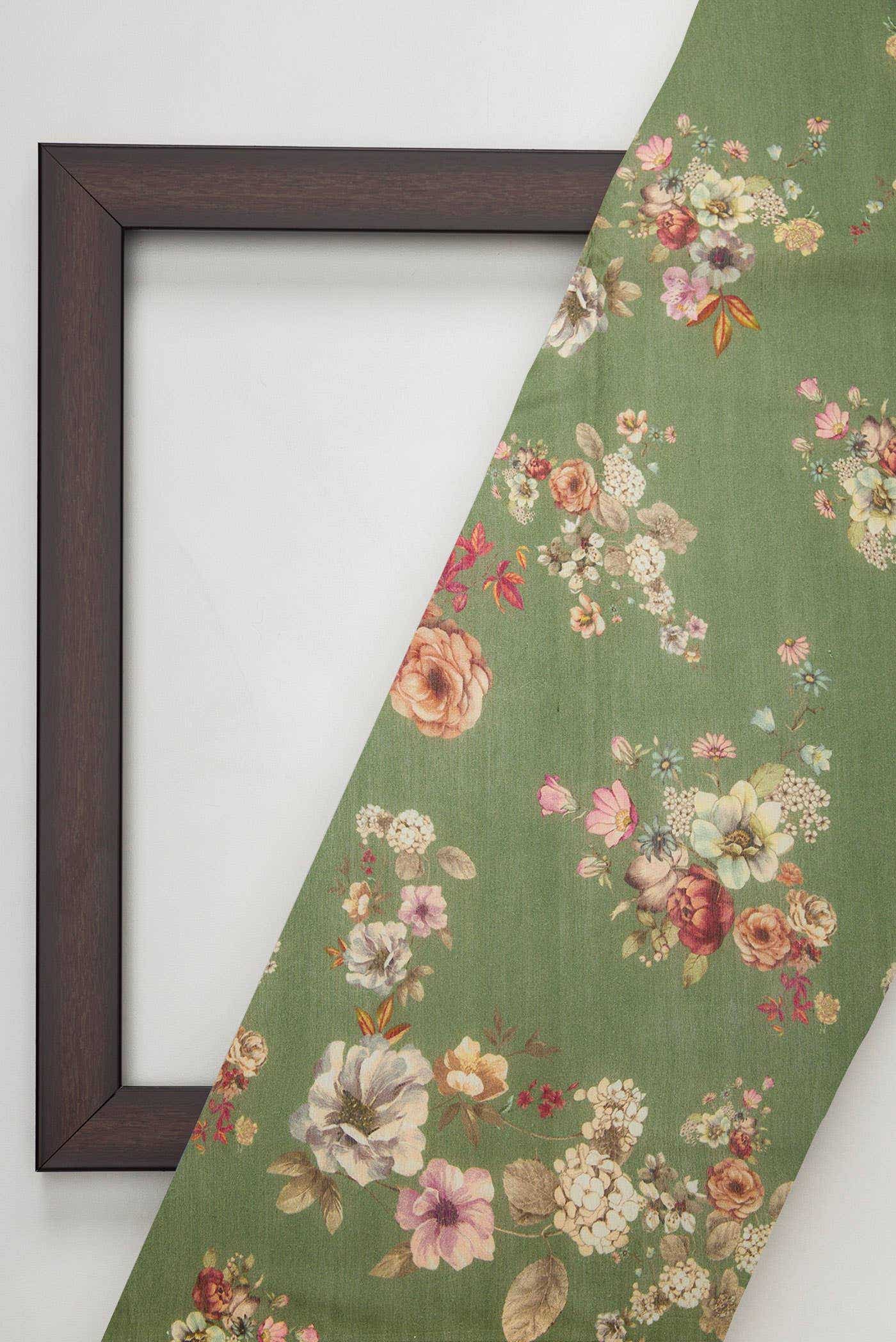 Green Chanderi Silk Dress Material