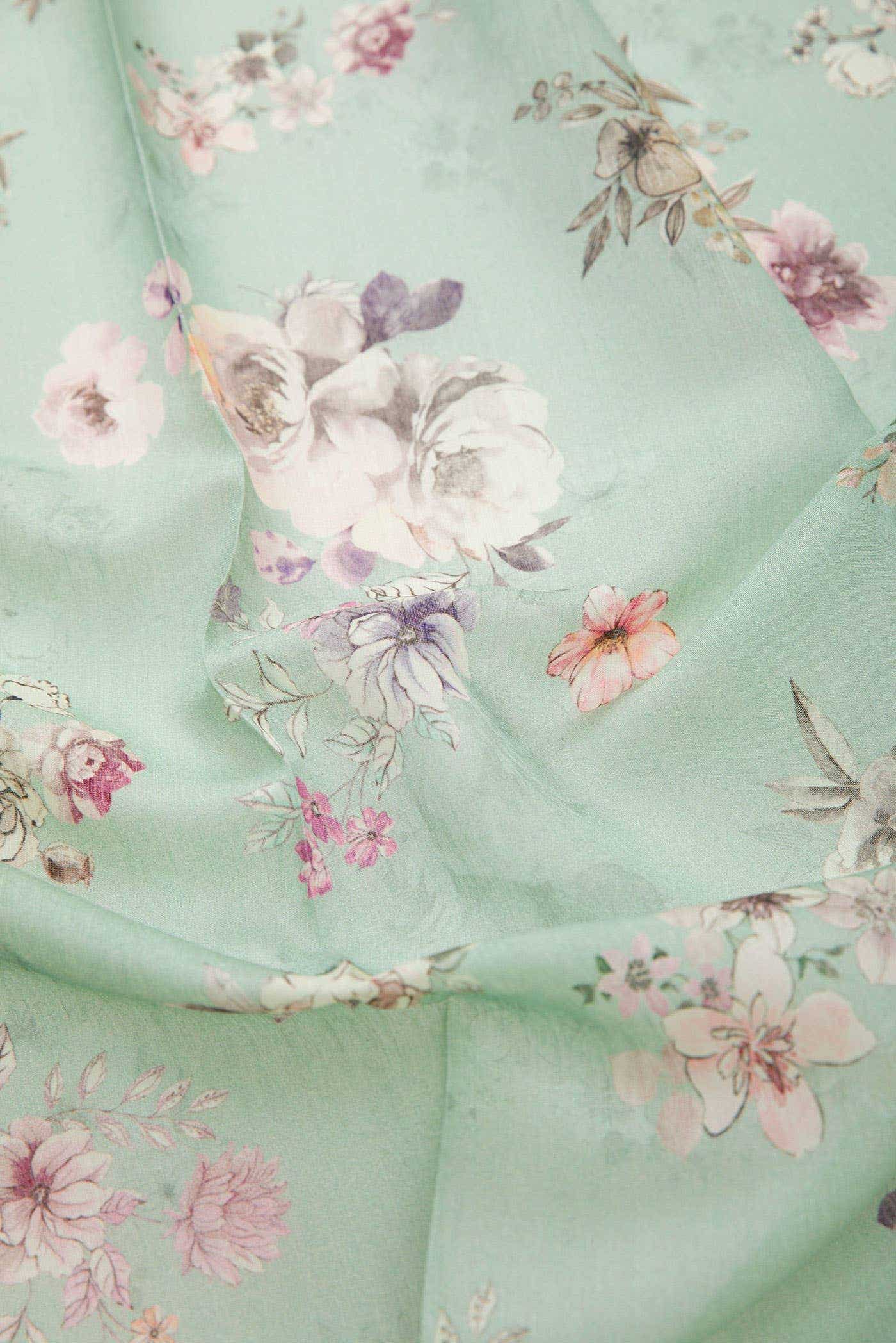 Blue Chanderi Silk Dress Material