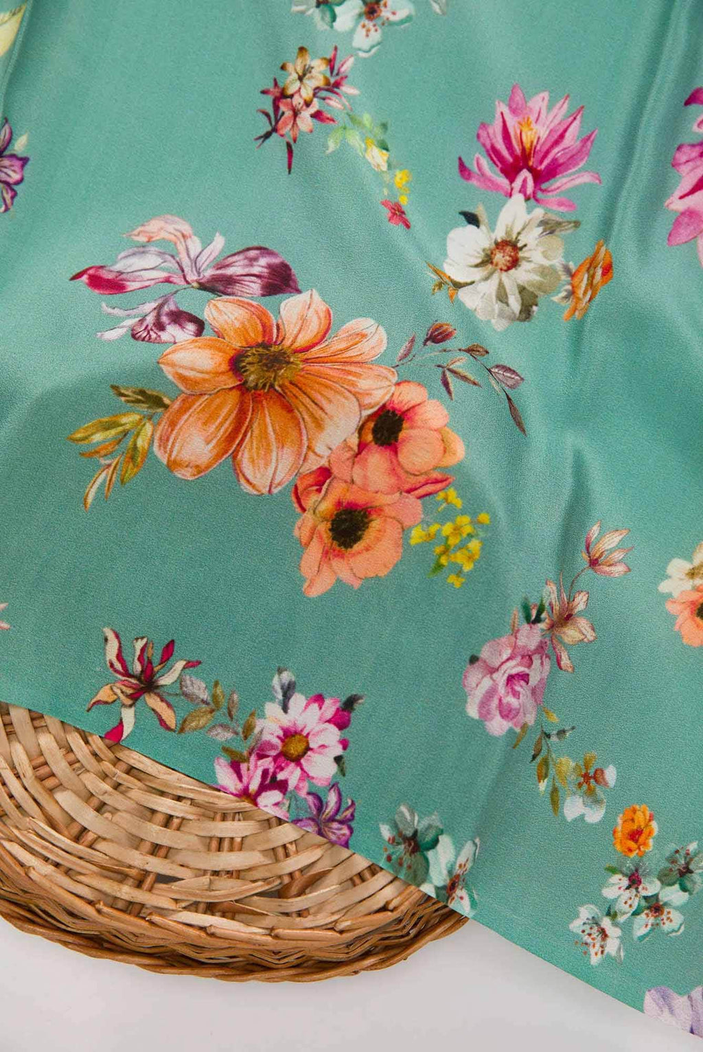 Sea Green Crepe Dress Material