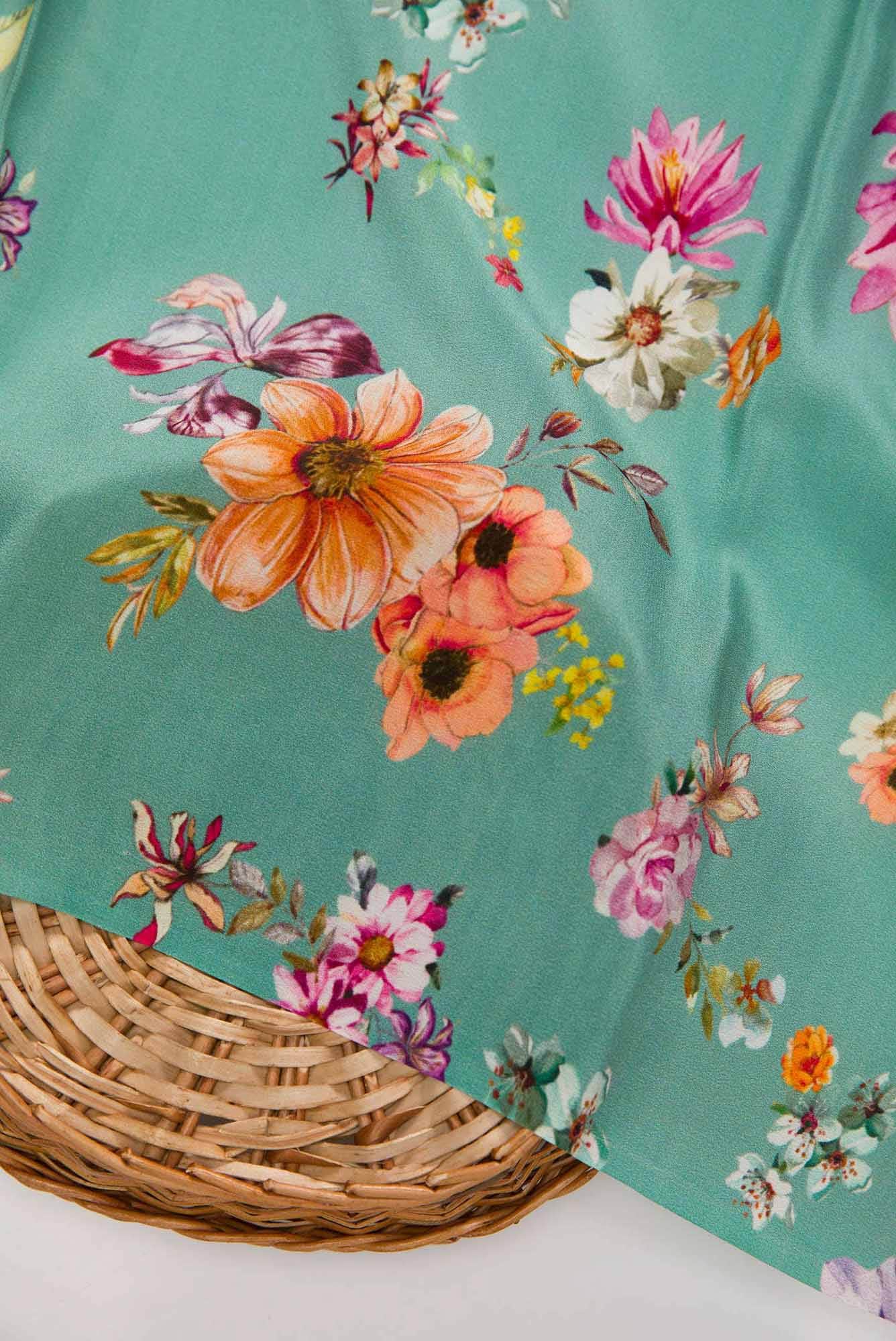 Sea Green Crepe Dress Material