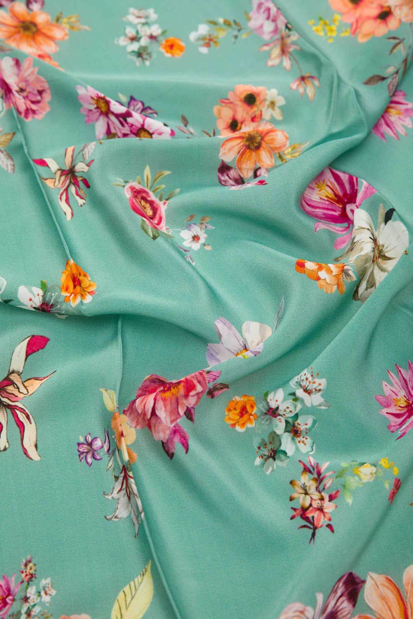 Sea Green Crepe Dress Material