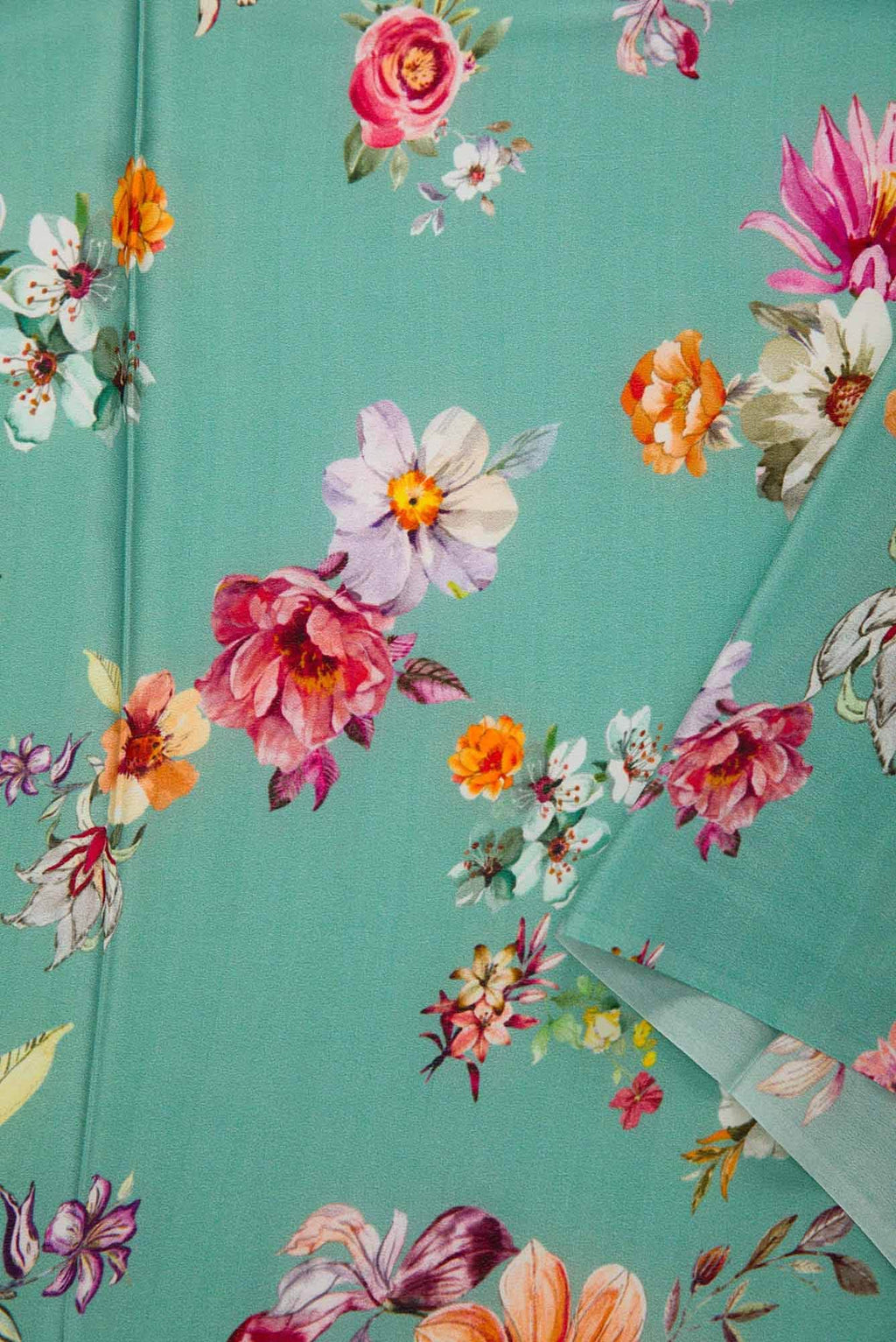 Sea Green Crepe Dress Material