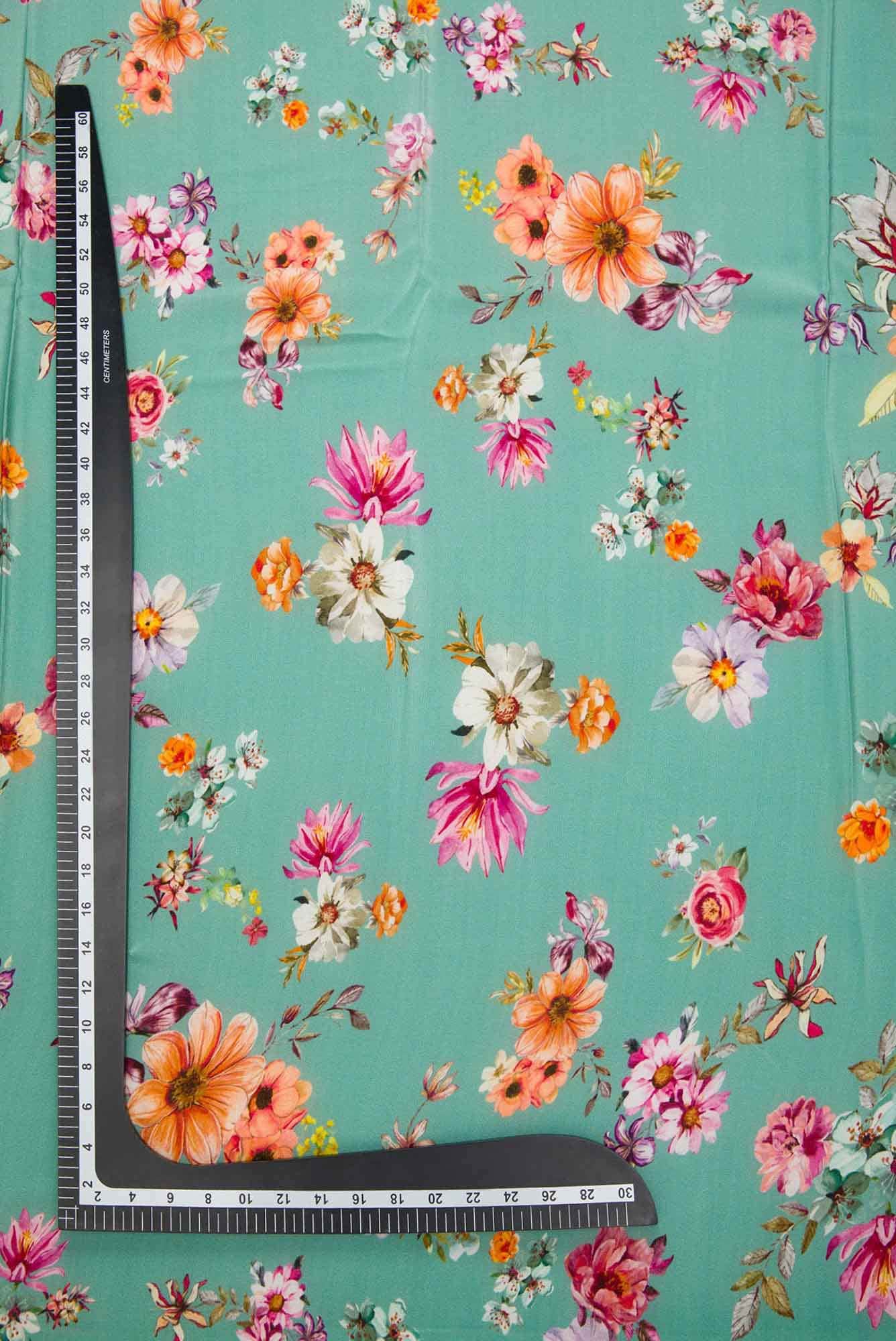 Sea Green Crepe Dress Material