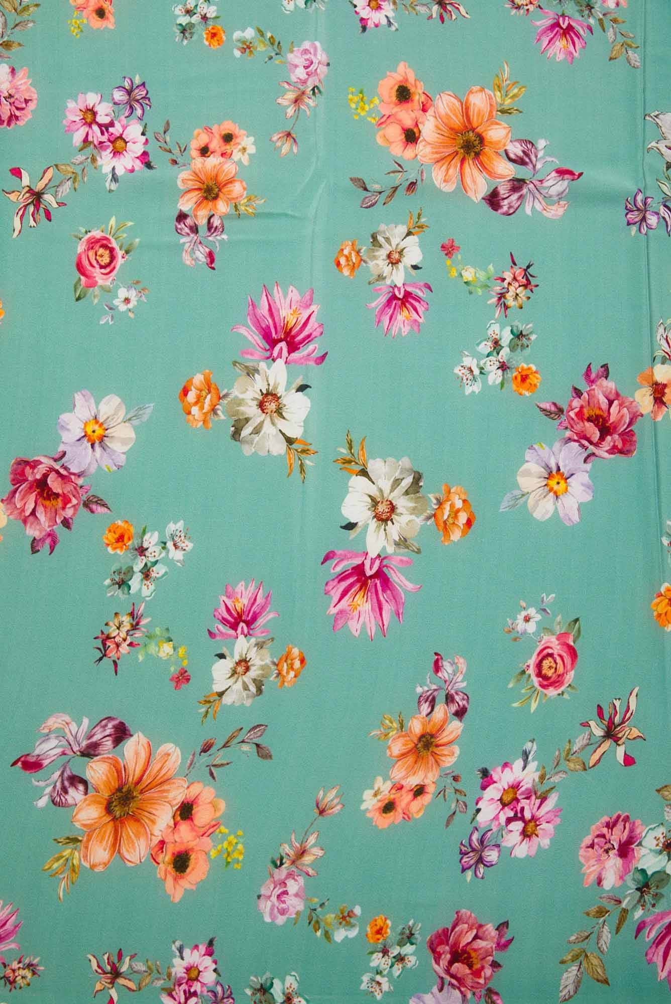 Sea Green Crepe Dress Material