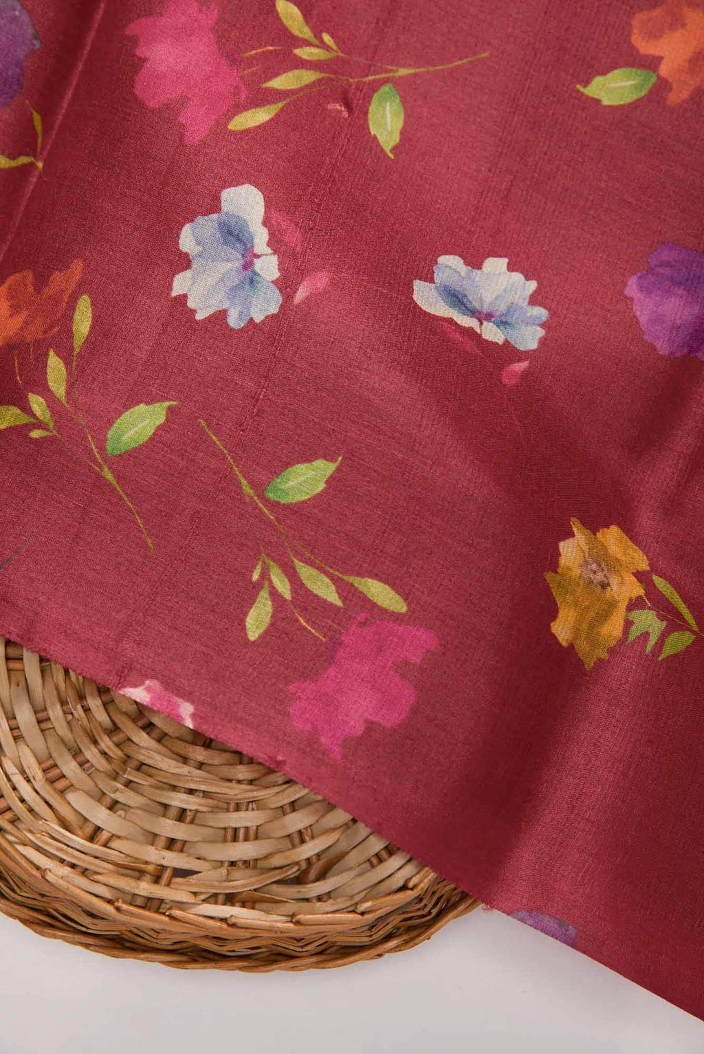 Maroon Tussar Silk Dress Material