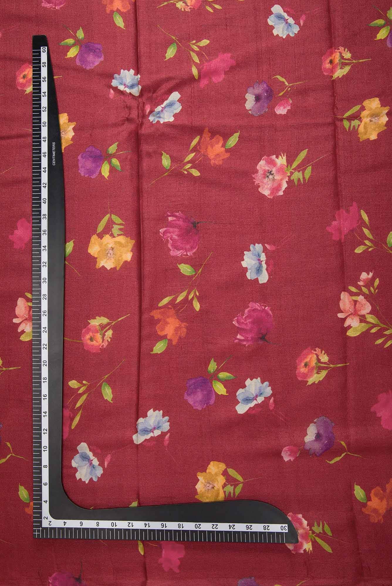 Maroon Tussar Silk Dress Material