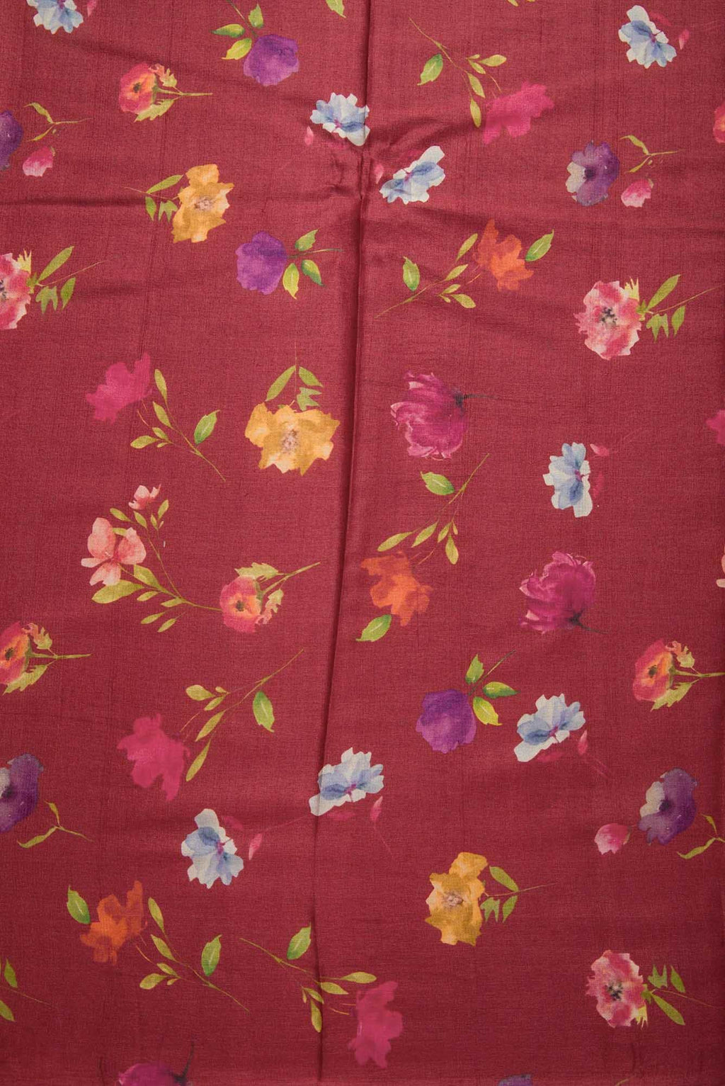 Maroon Tussar Silk Dress Material