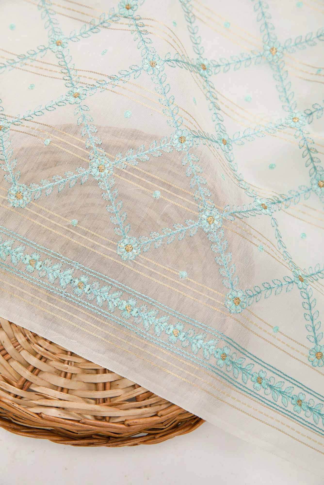 Off White Chanderi Silk Dress Material