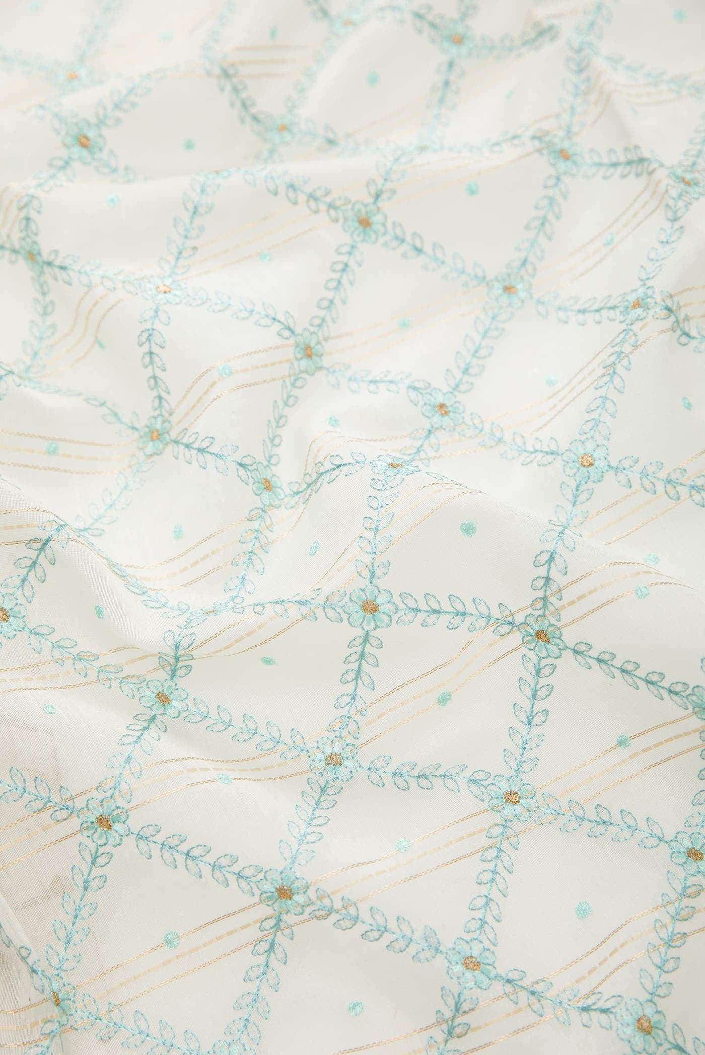 Off White Chanderi Silk Dress Material
