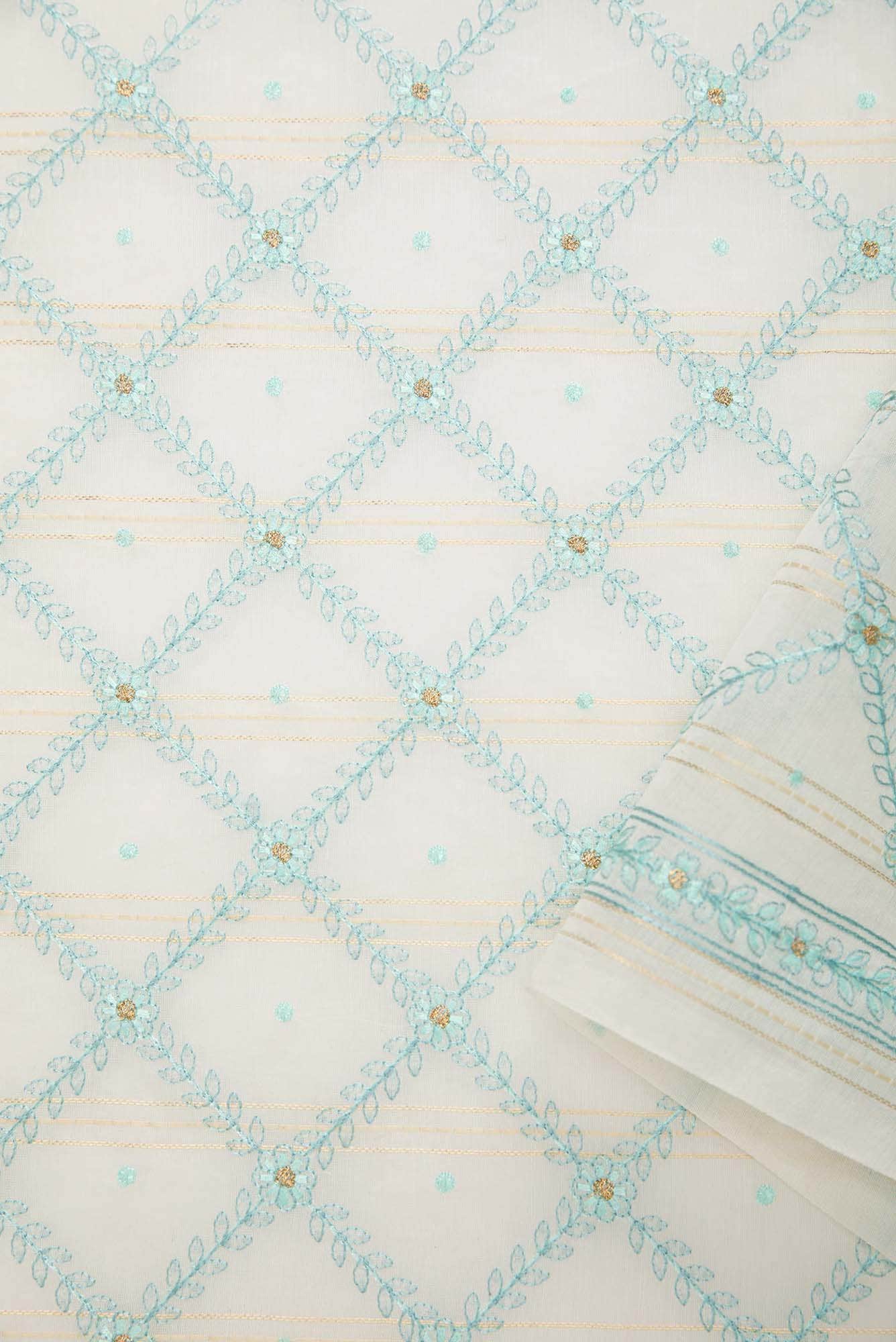 Off White Chanderi Silk Dress Material