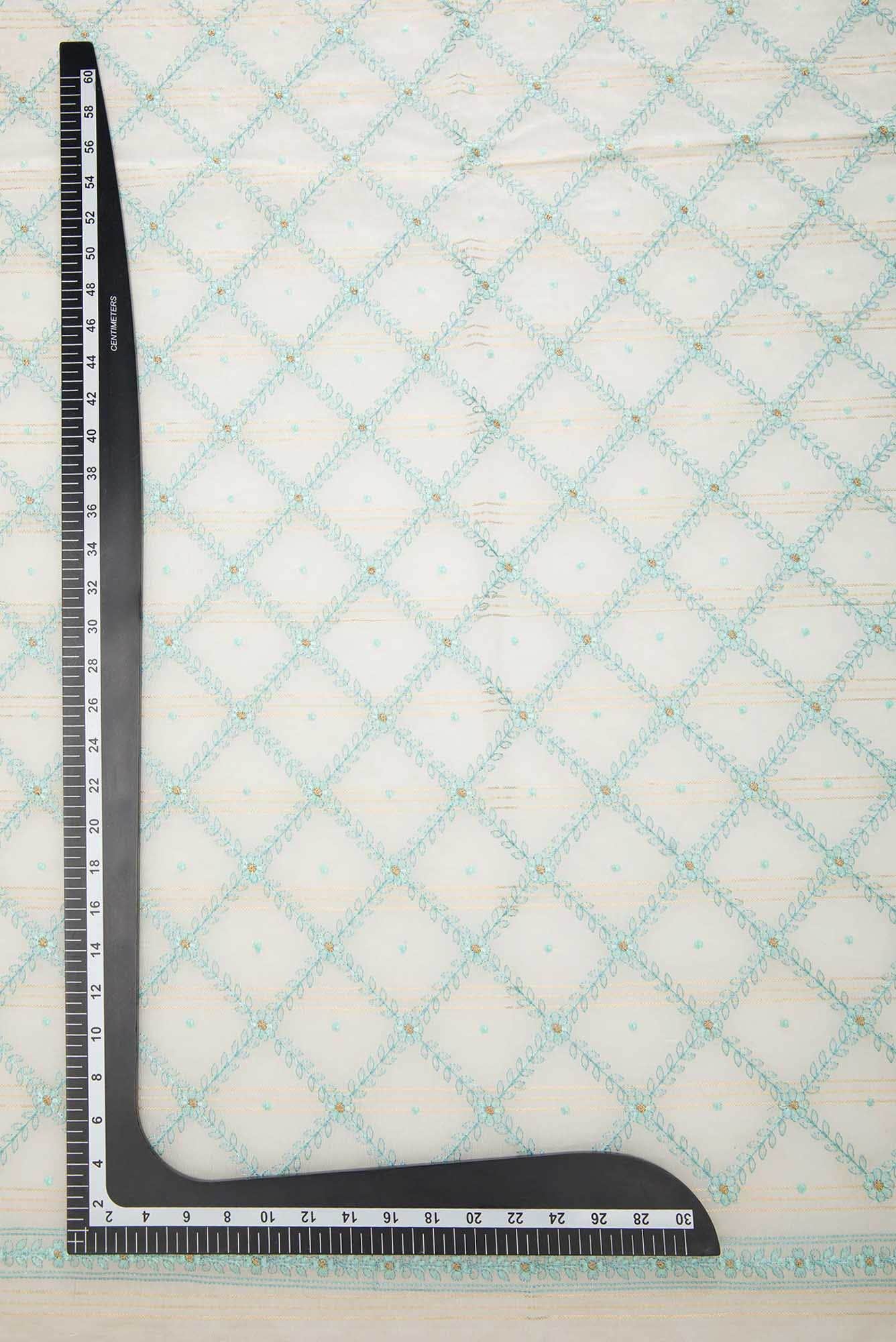 Off White Chanderi Silk Dress Material