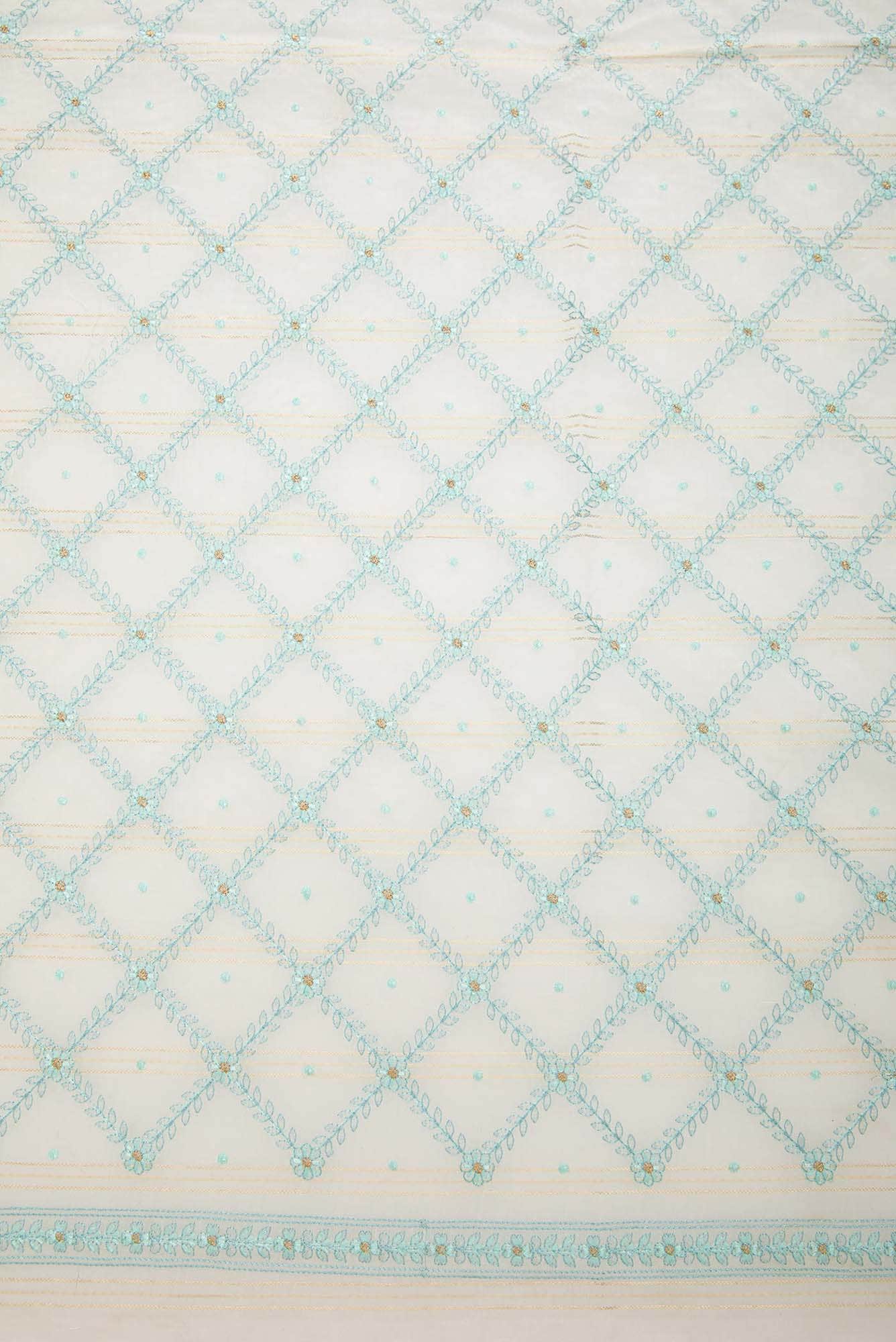 Off White Chanderi Silk Dress Material