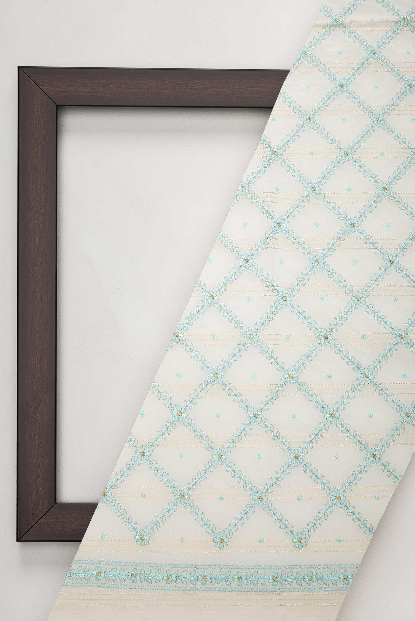 Off White Chanderi Silk Dress Material