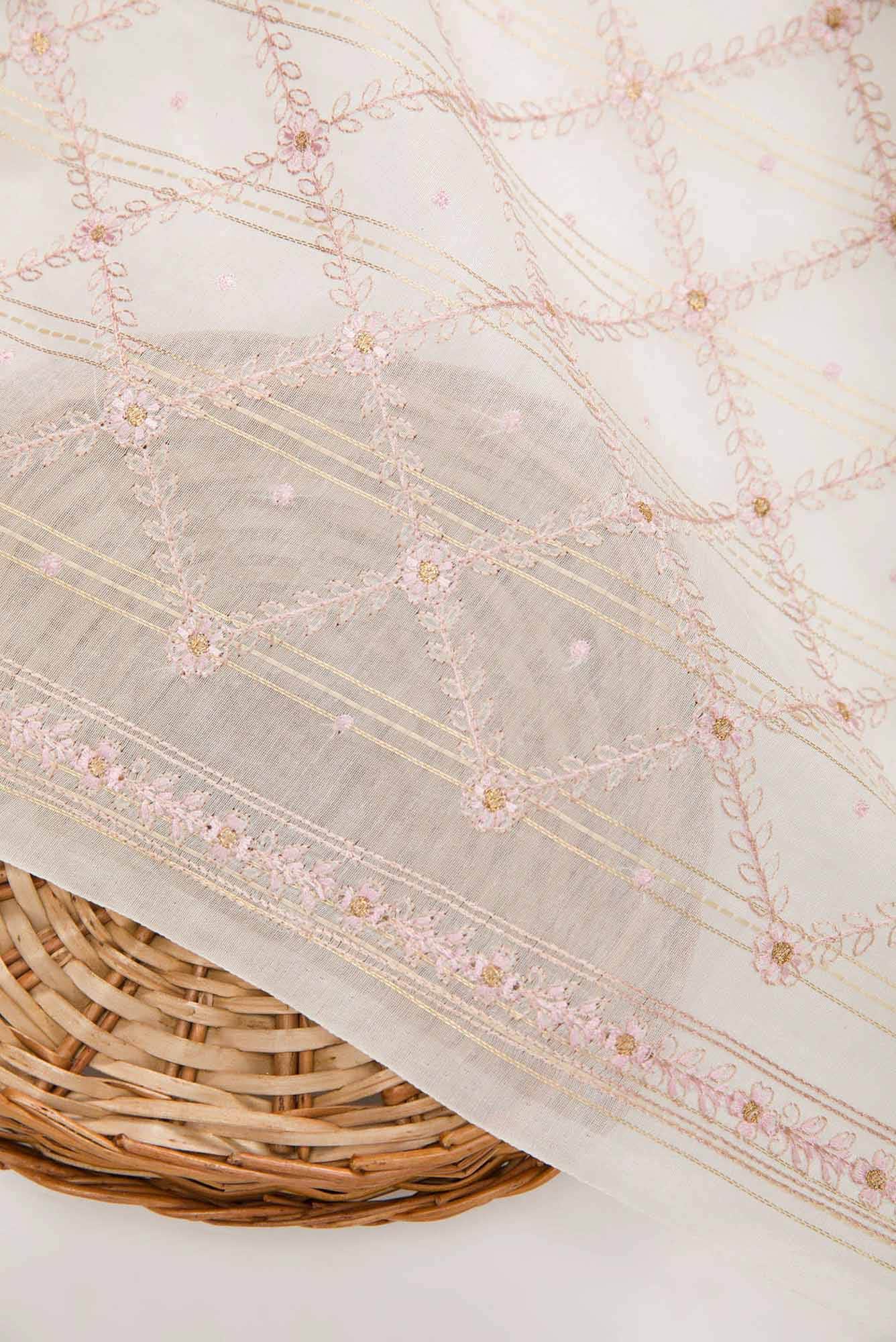 Off White Chanderi Silk Dress Material