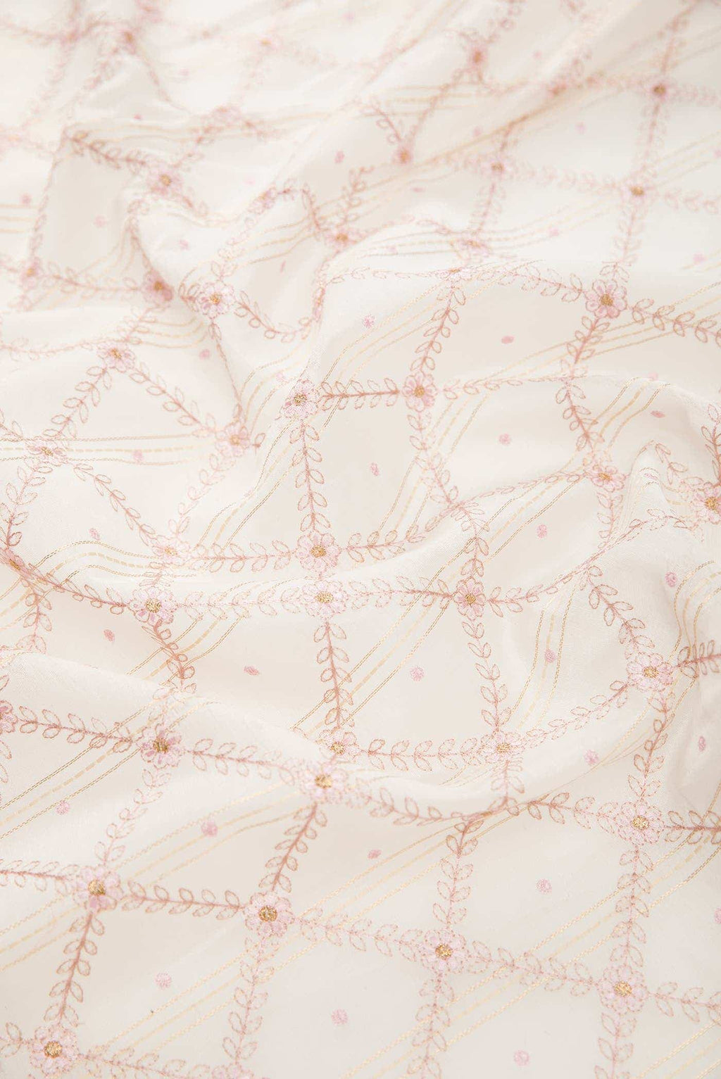 Off White Chanderi Silk Dress Material