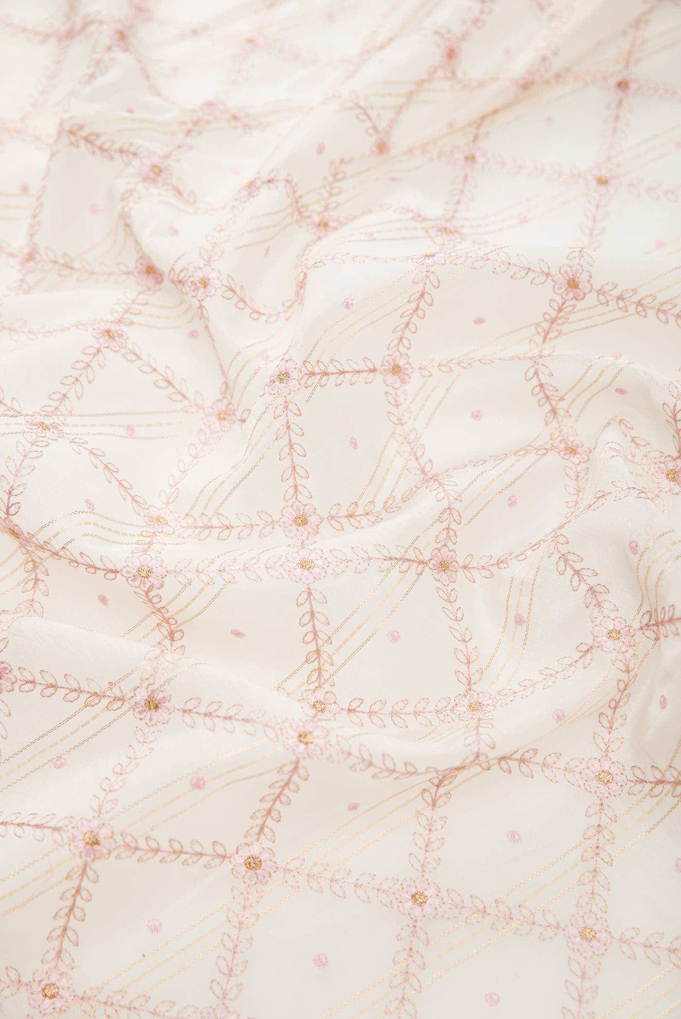Off White Chanderi Silk Dress Material