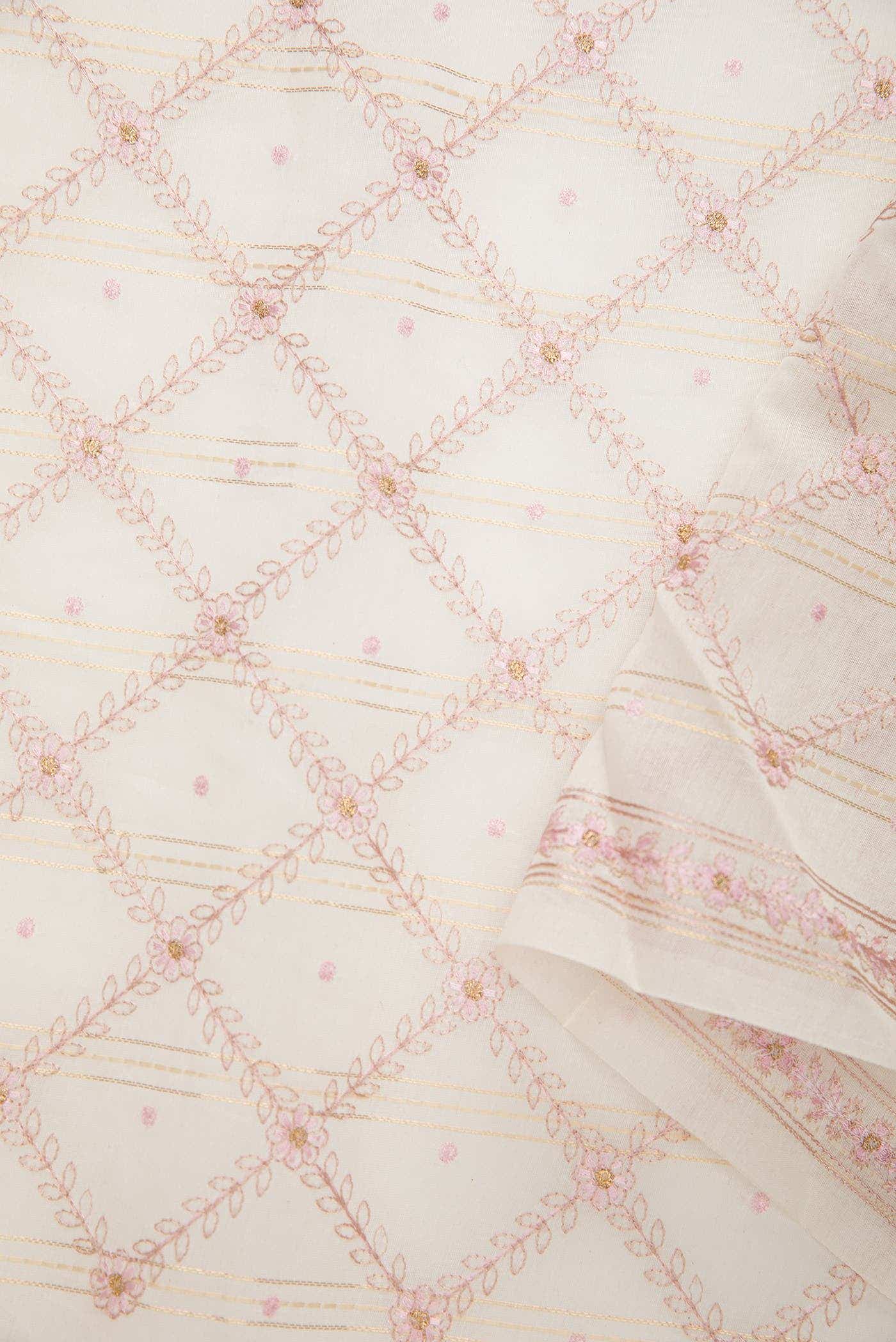 Off White Chanderi Silk Dress Material