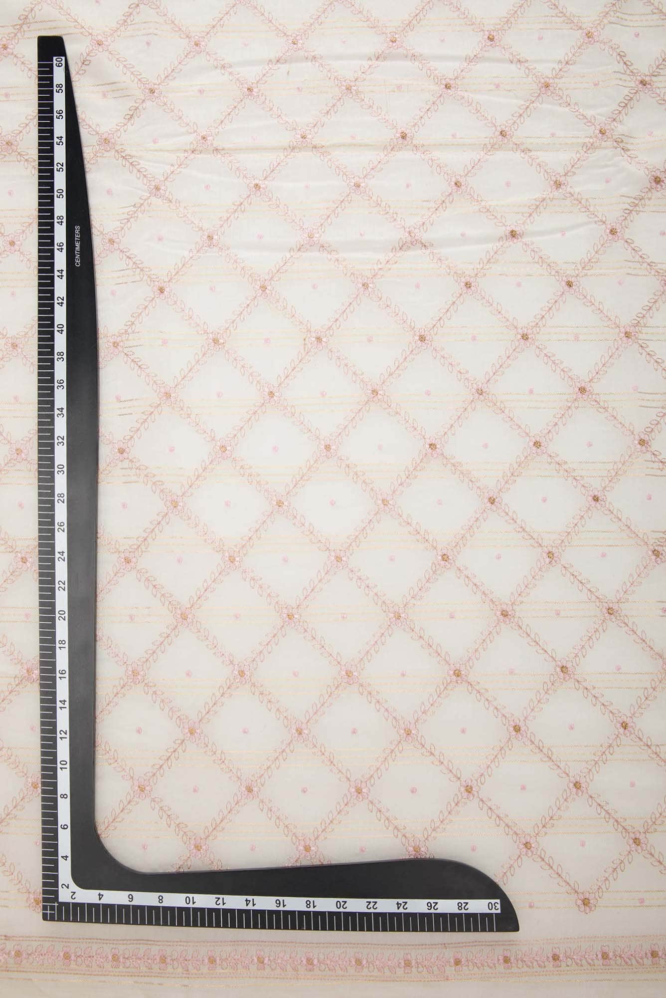 Off White Chanderi Silk Dress Material