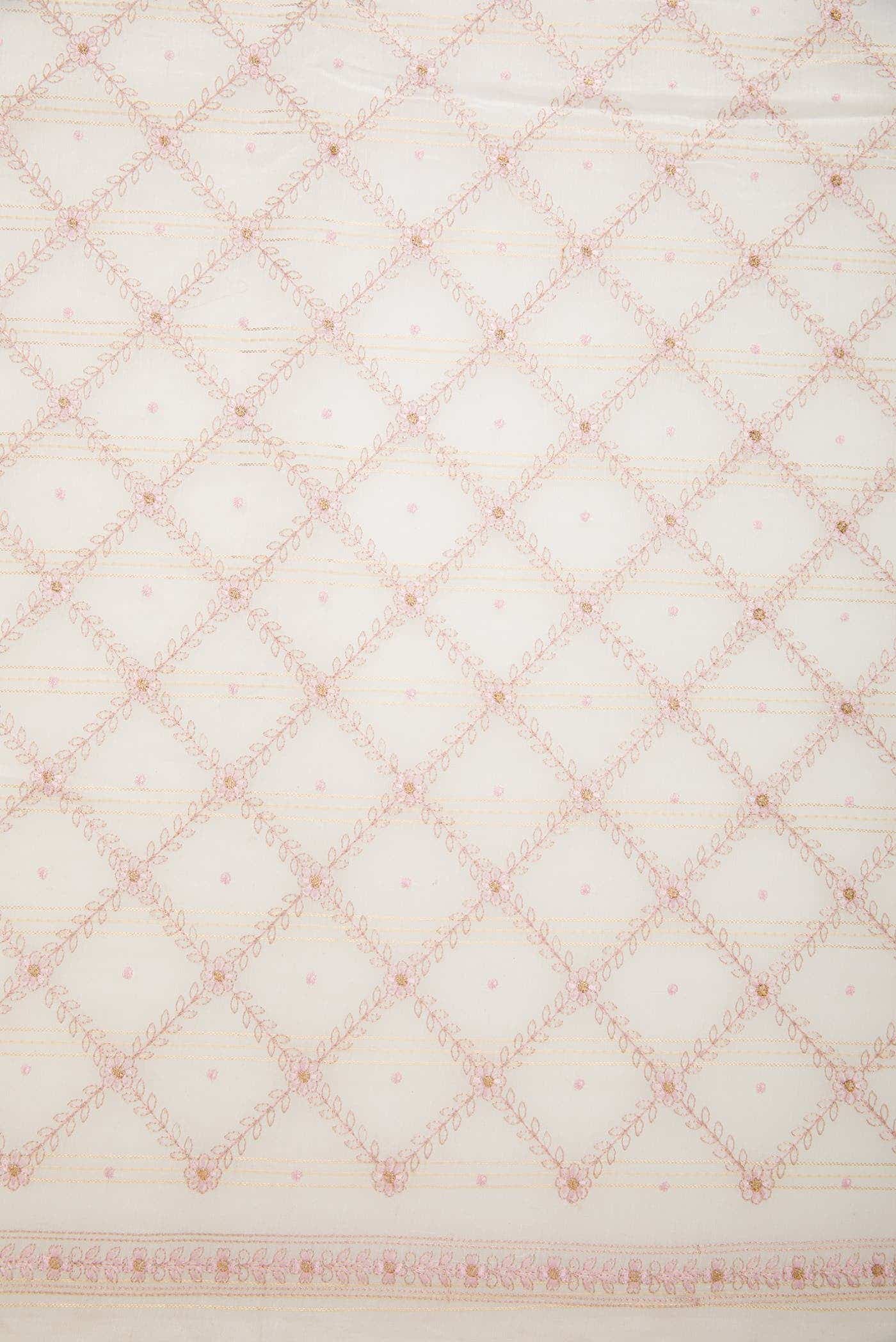 Off White Chanderi Silk Dress Material