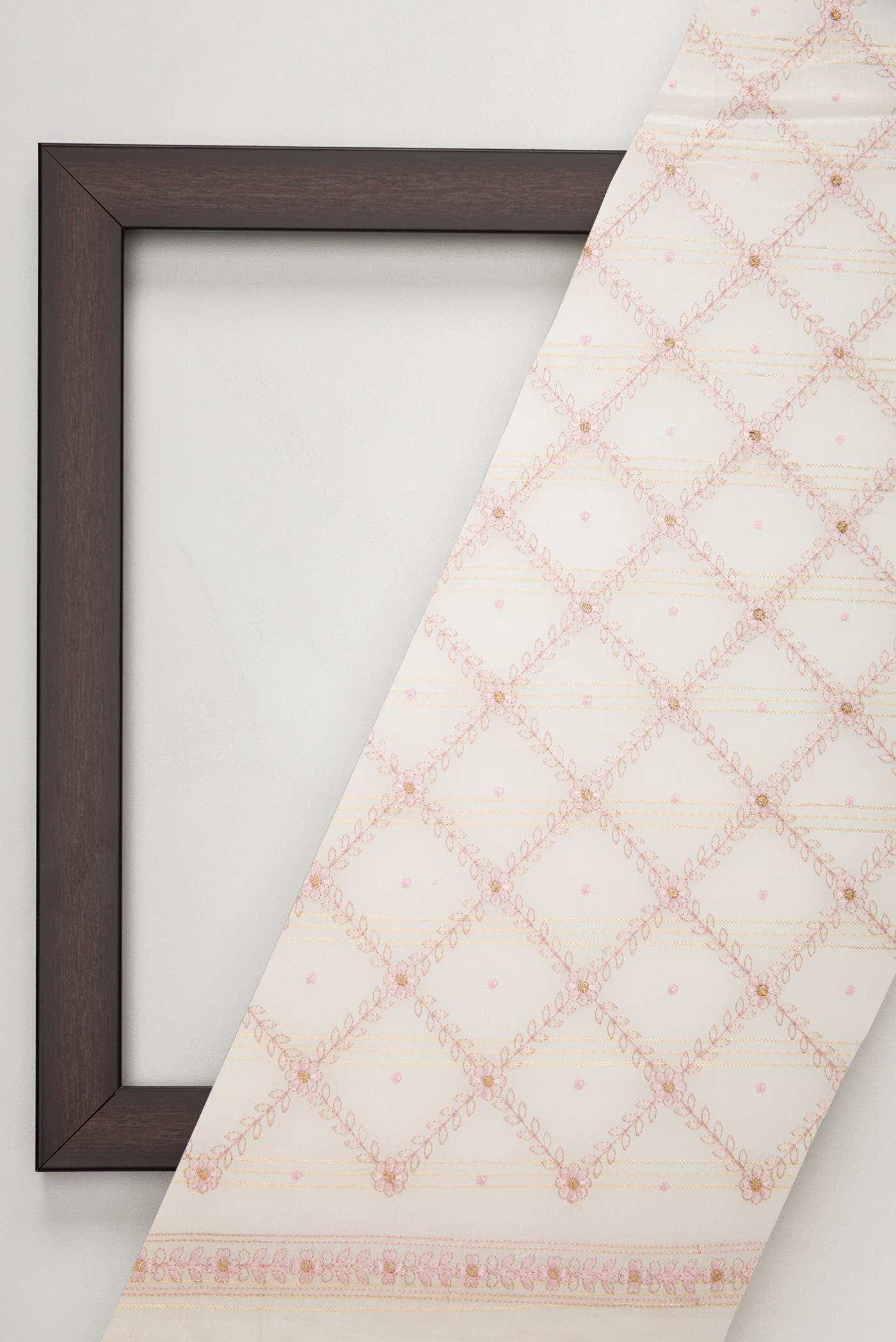 Off White Chanderi Silk Dress Material