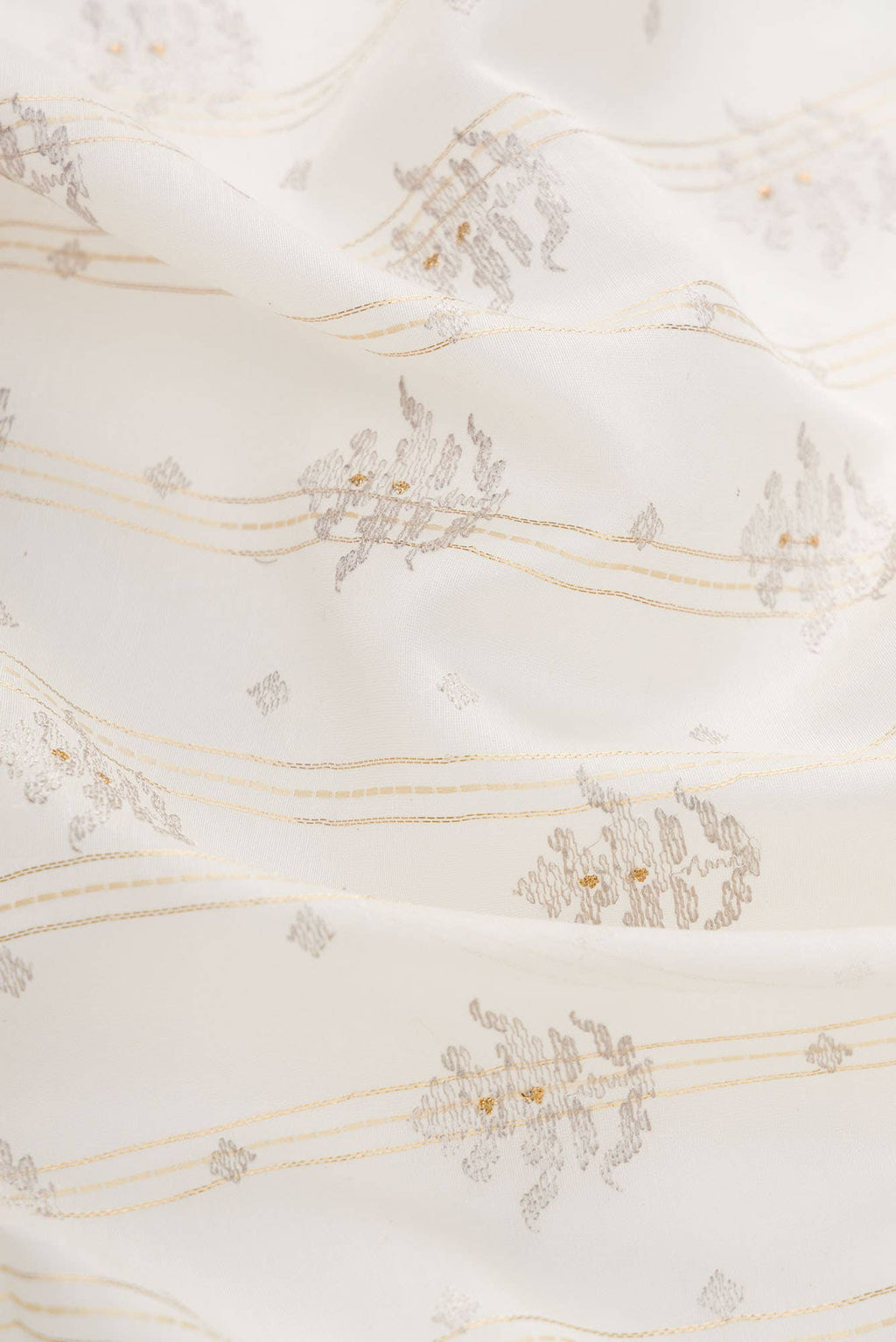 Off White Chanderi Silk Dress Material
