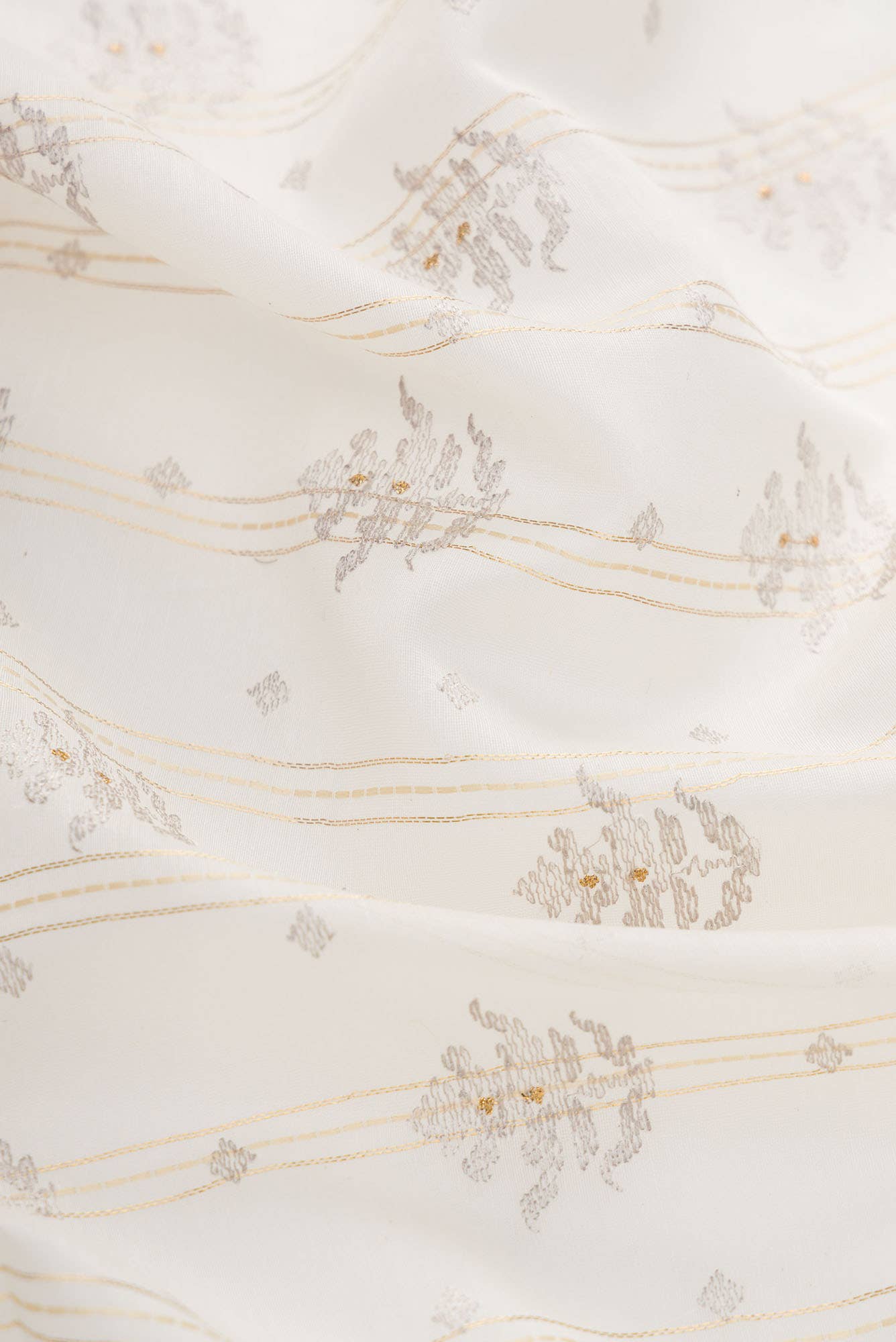 Off White Chanderi Silk Dress Material