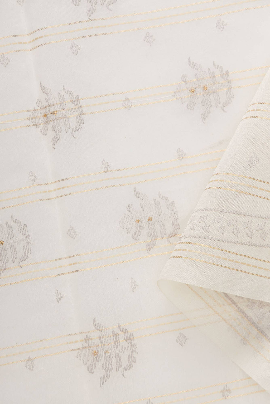 Off White Chanderi Silk Dress Material