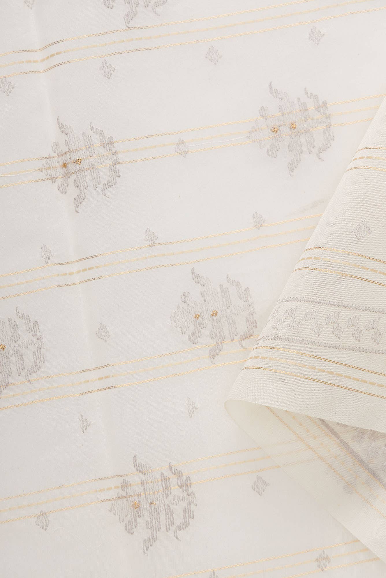 Off White Chanderi Silk Dress Material