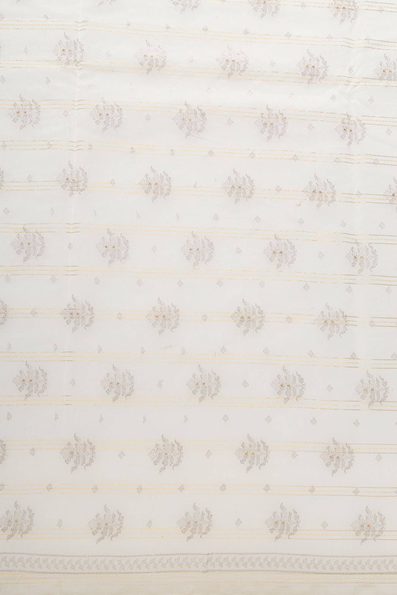 Off White Chanderi Silk Dress Material