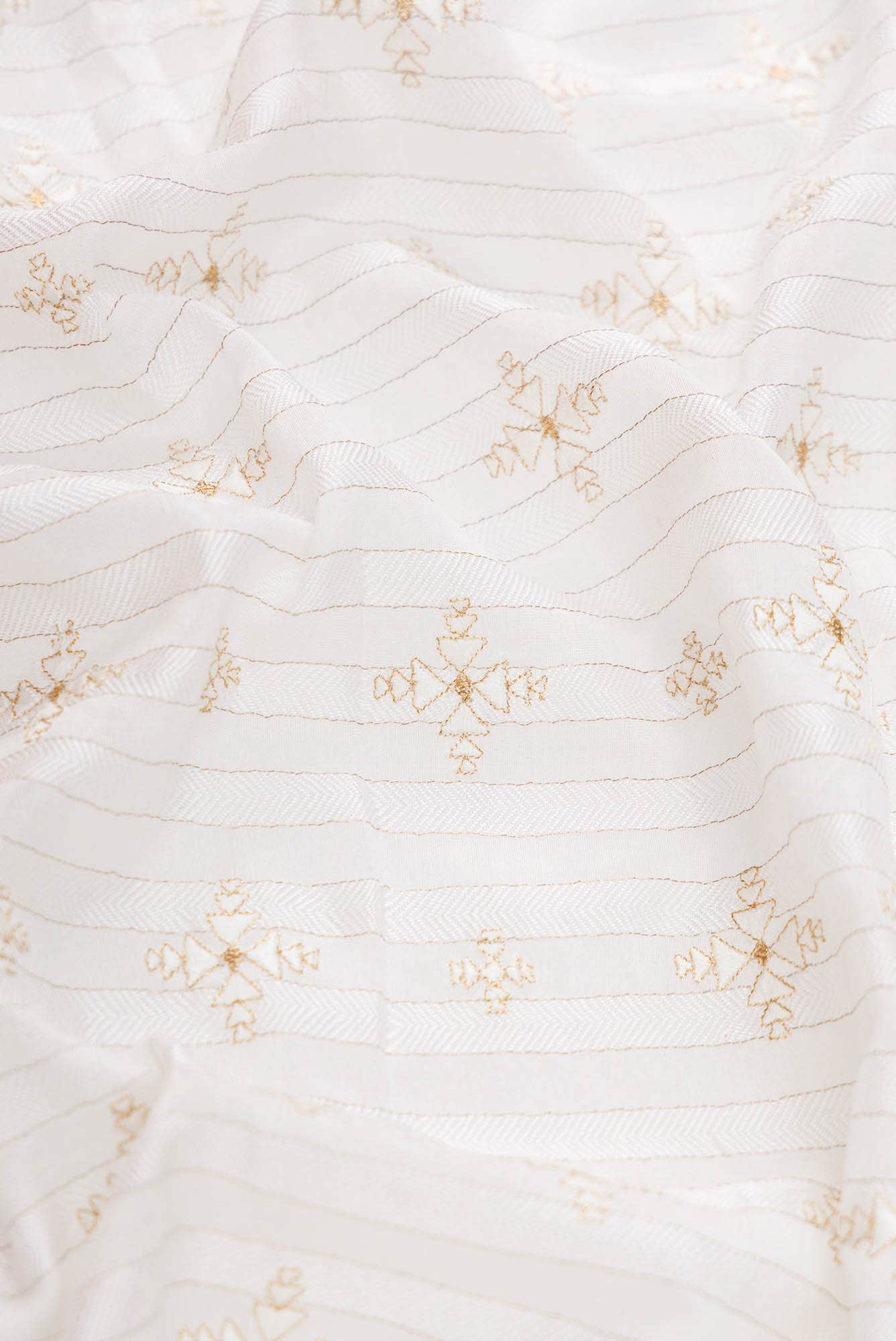 Off White Chanderi Silk Dress Material