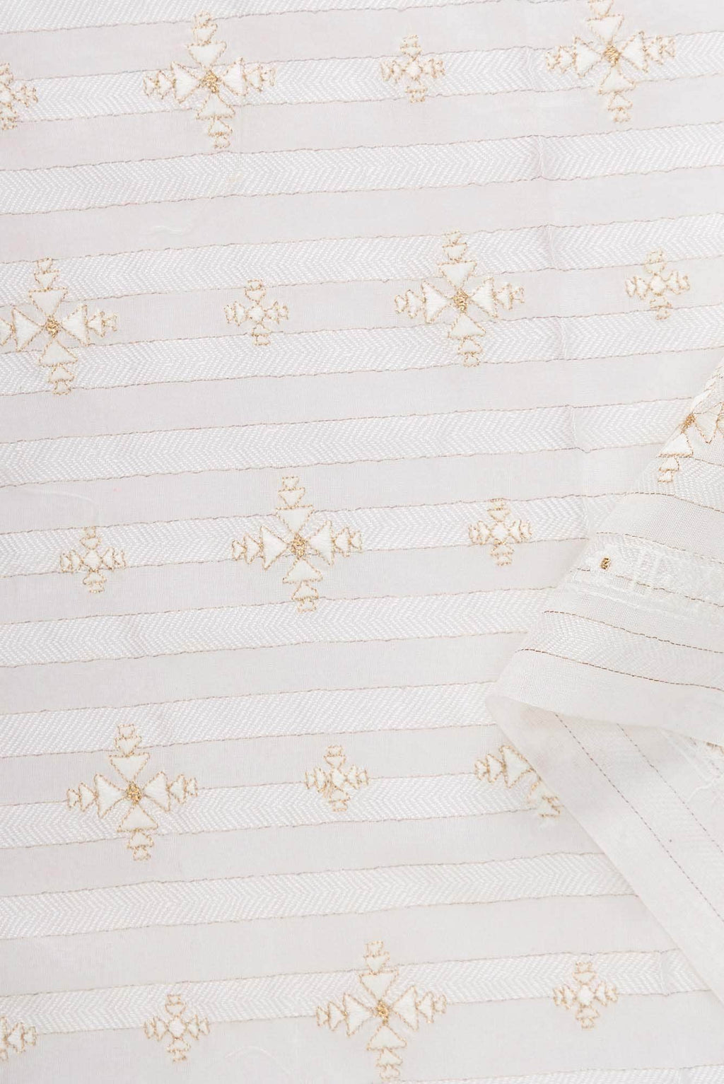 Off White Chanderi Silk Dress Material