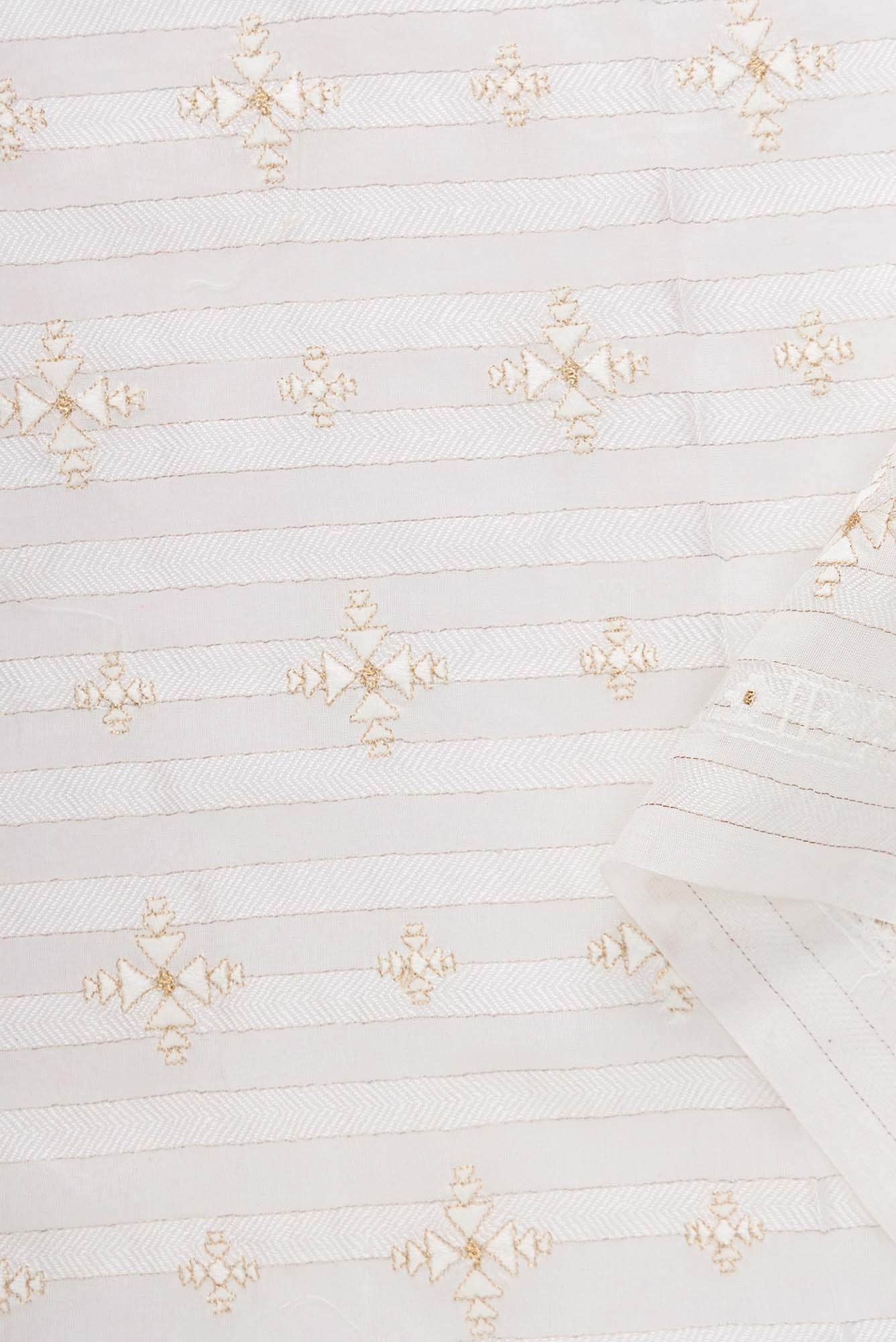 Off White Chanderi Silk Dress Material