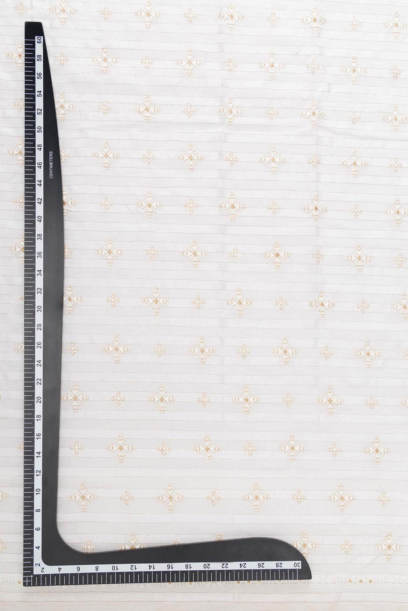 Off White Chanderi Silk Dress Material