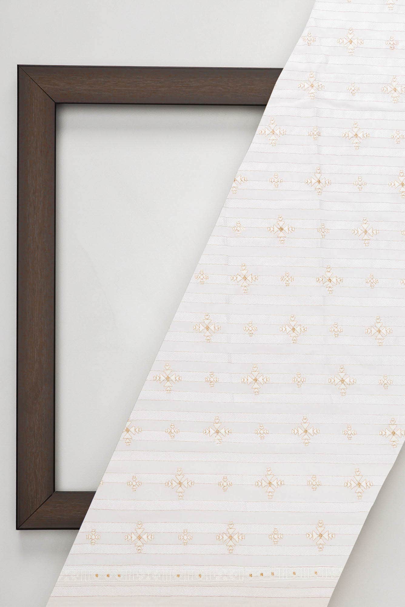 Off White Chanderi Silk Dress Material