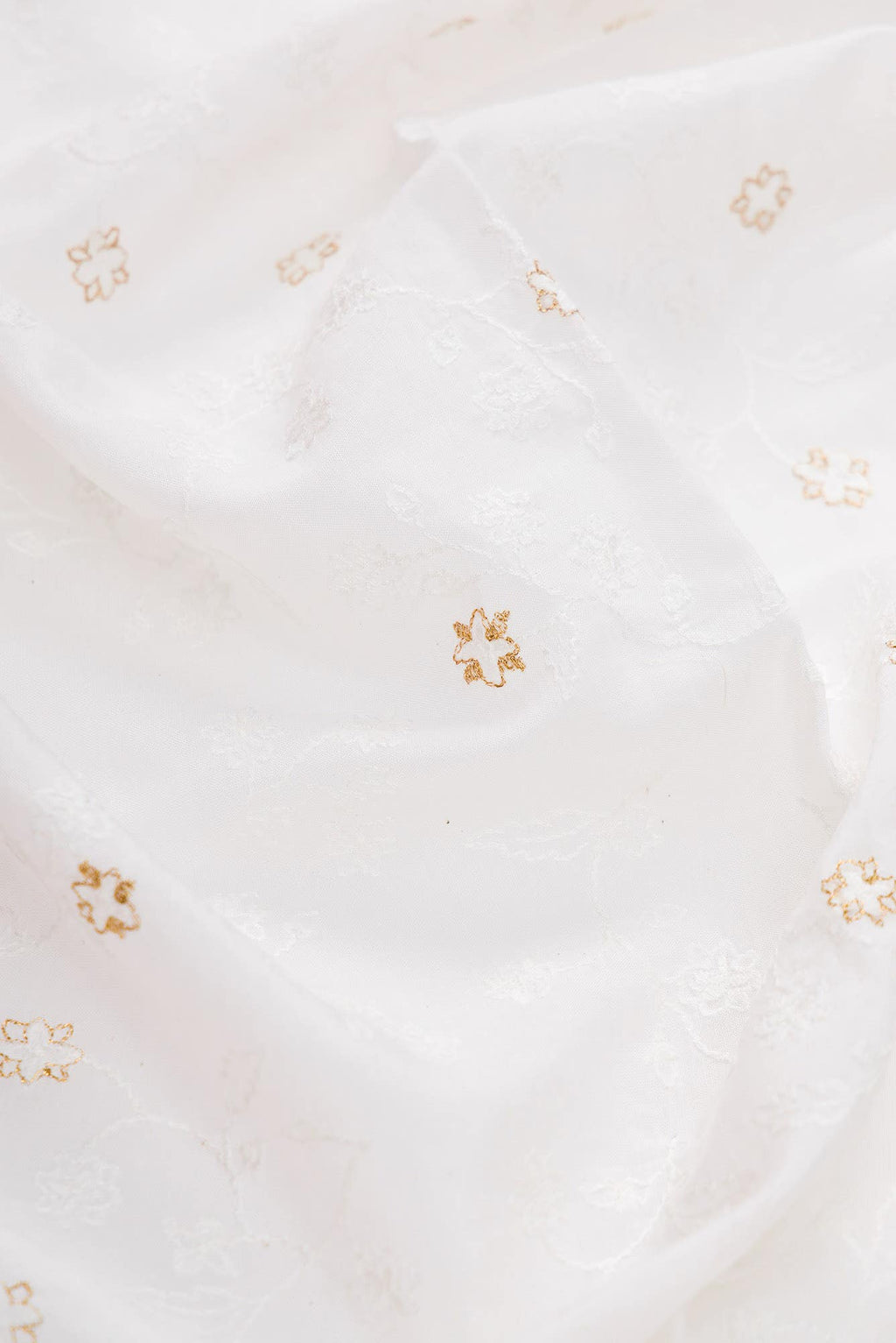Off White Chanderi Silk Dress Material