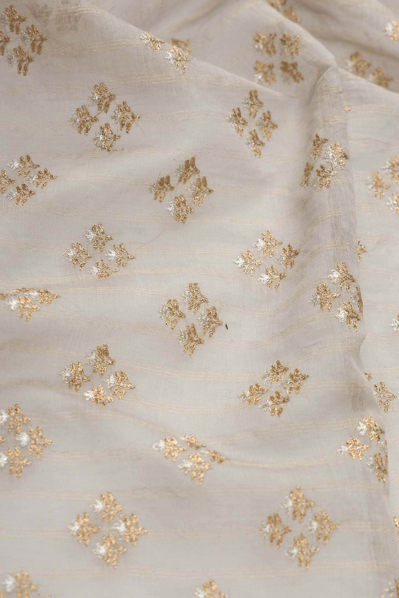Grey Chanderi Silk Dress Material