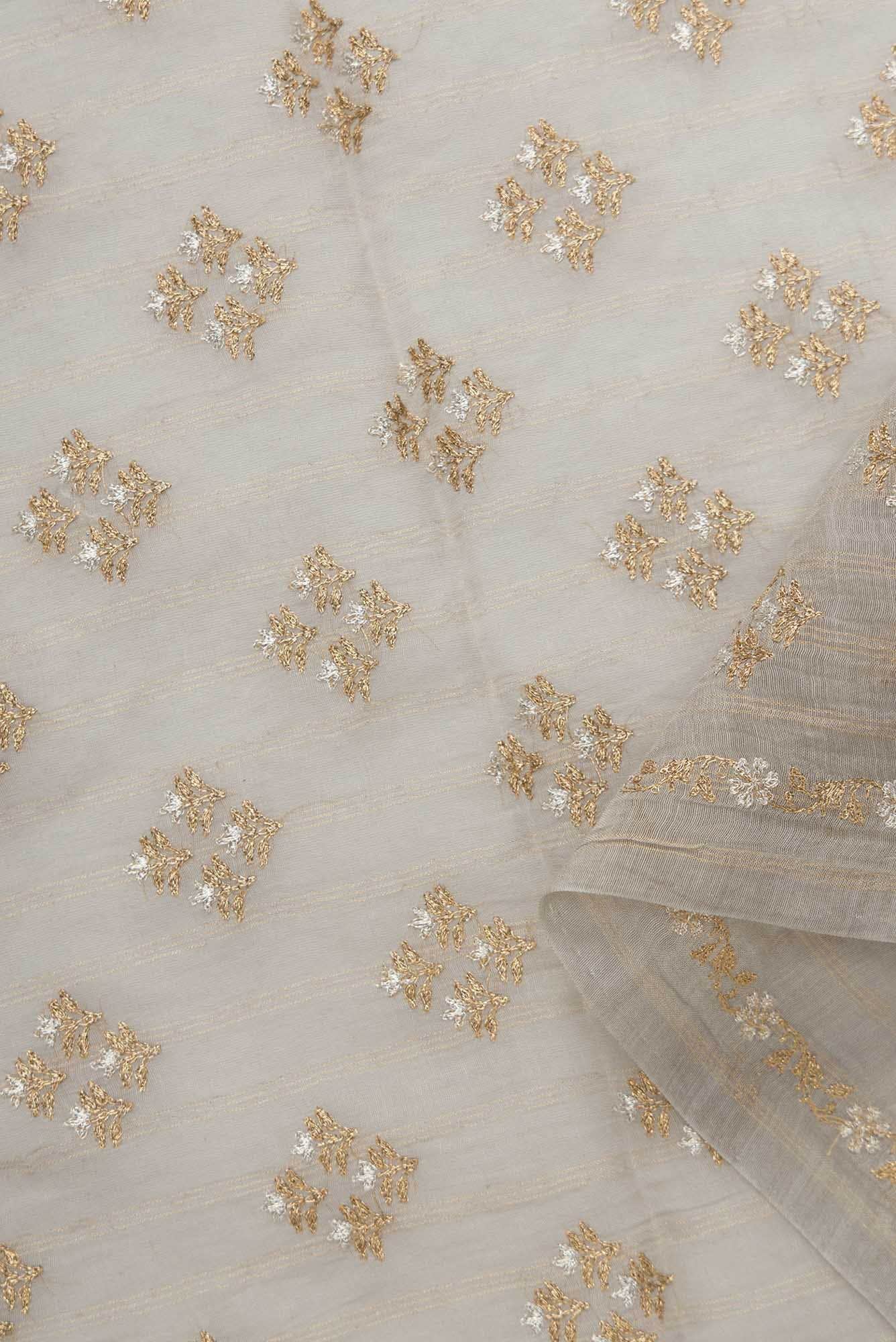 Grey Chanderi Silk Dress Material