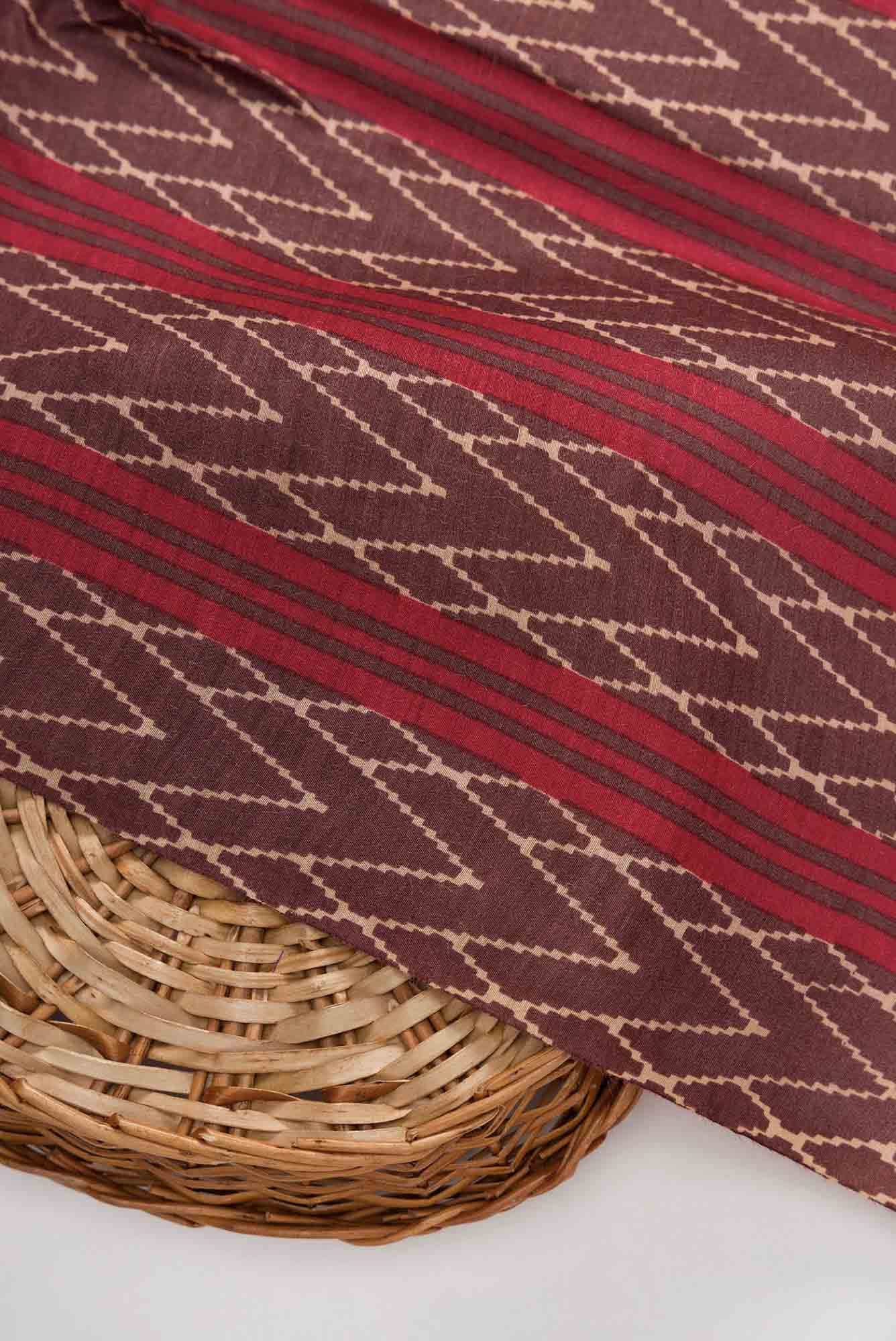 Brown Chanderi Silk Dress Material