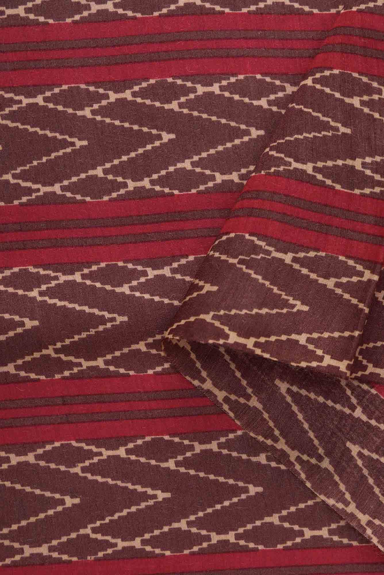 Brown Chanderi Silk Dress Material