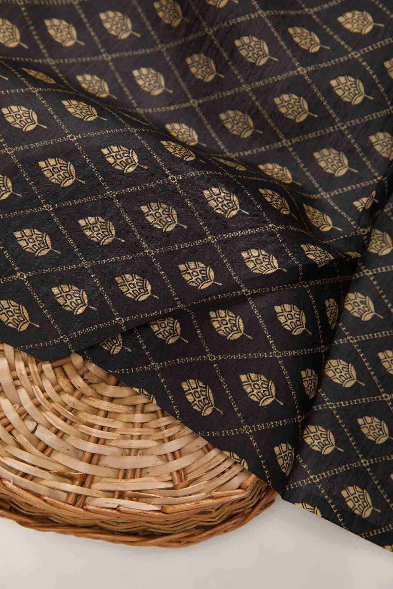 Black Tussar Silk Dress Material