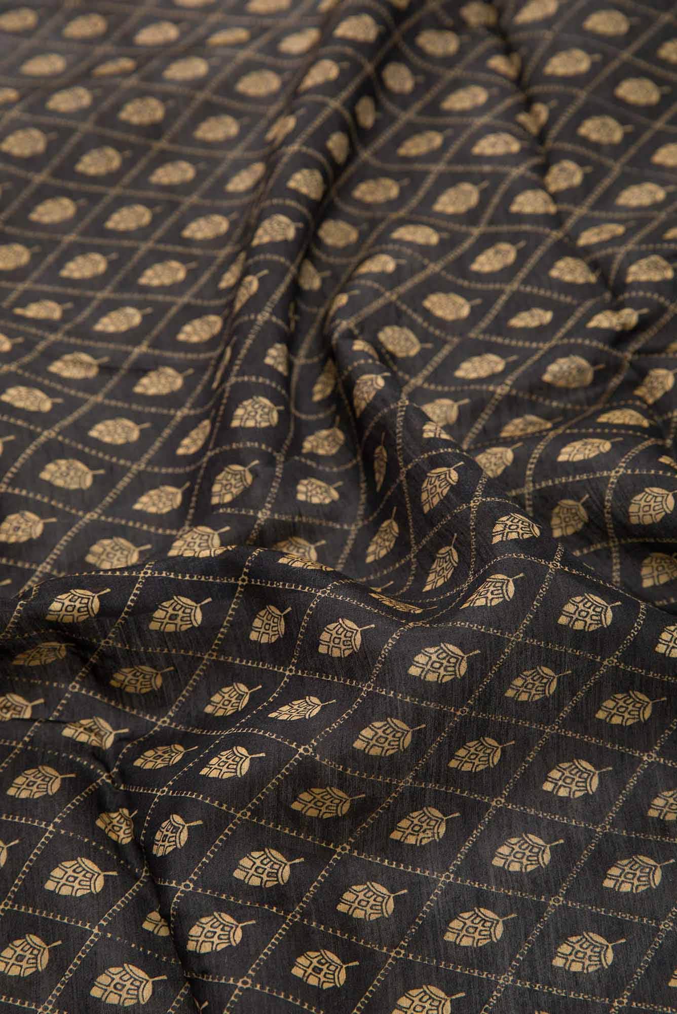 Black Tussar Silk Dress Material