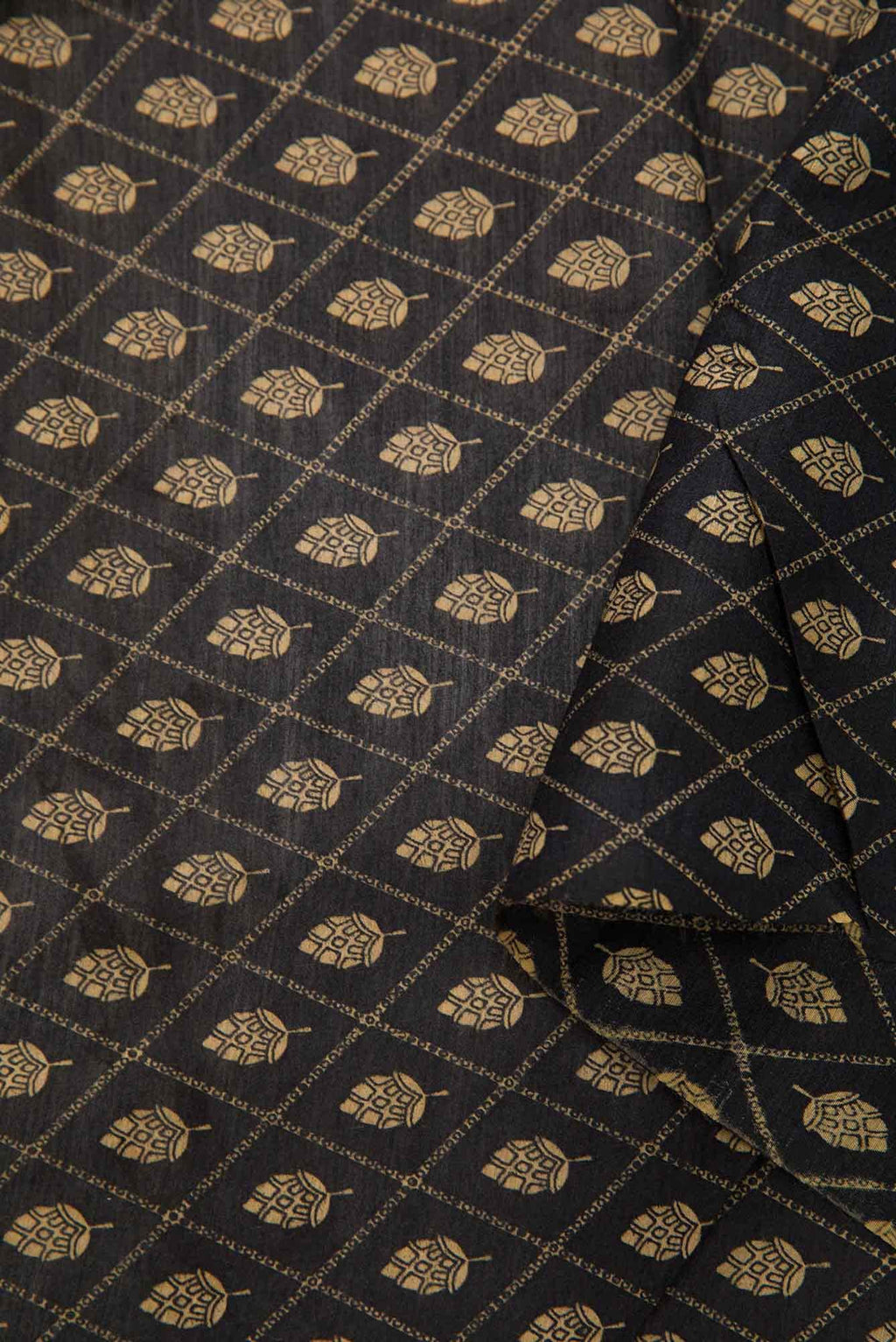 Black Tussar Silk Dress Material