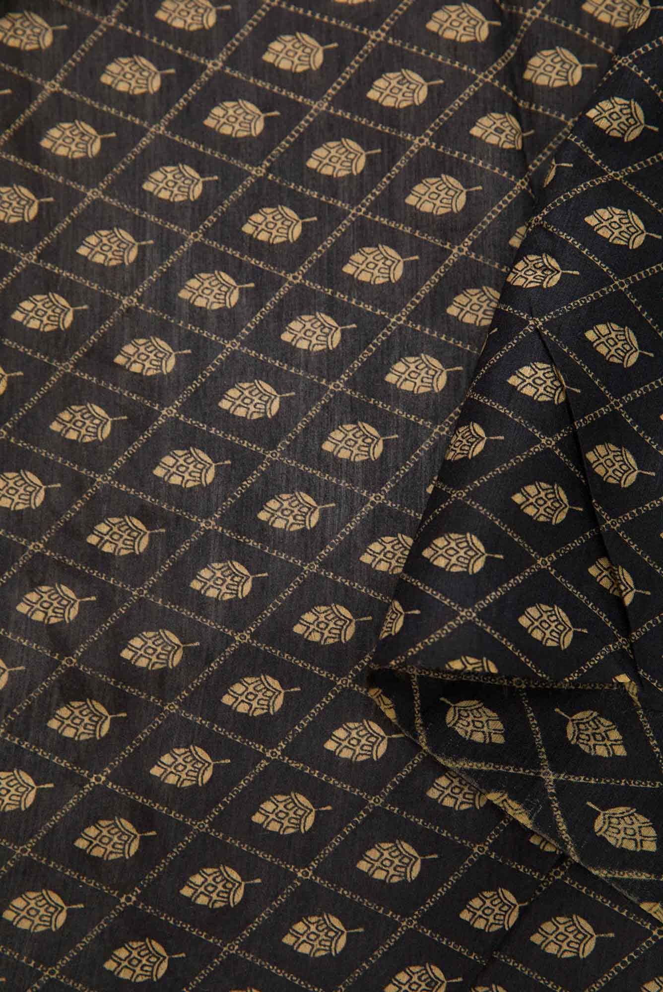 Black Tussar Silk Dress Material