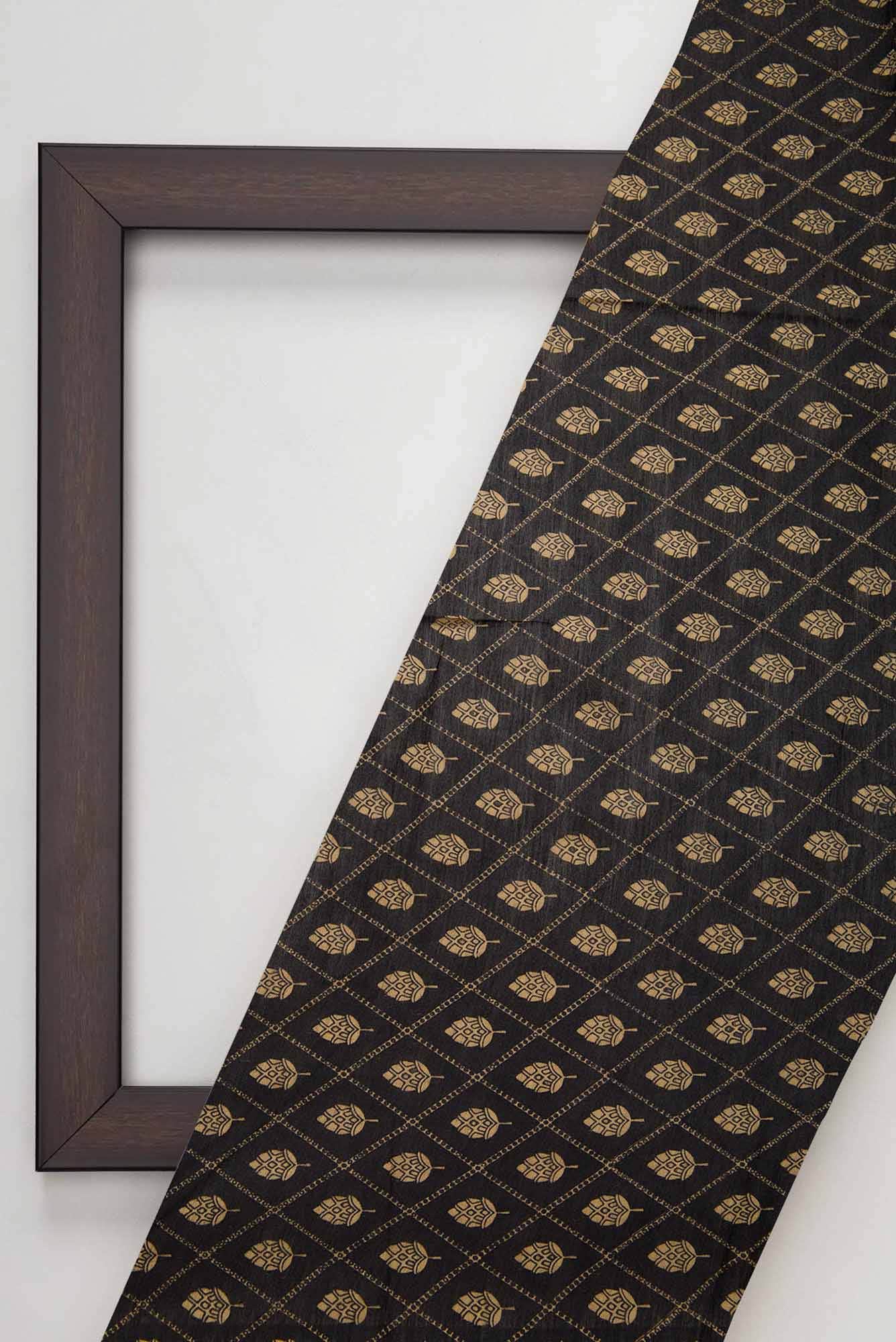 Black Tussar Silk Dress Material