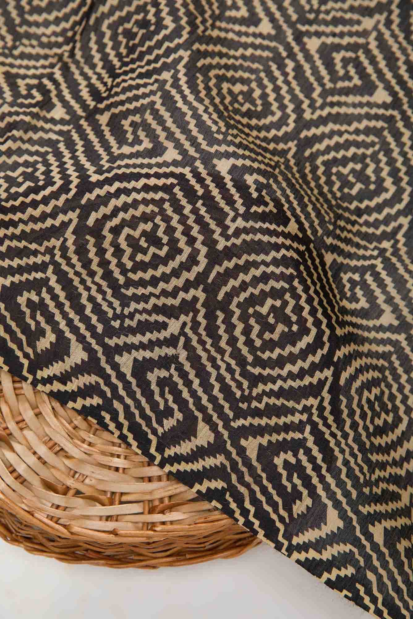 Black Tussar Silk Dress Material