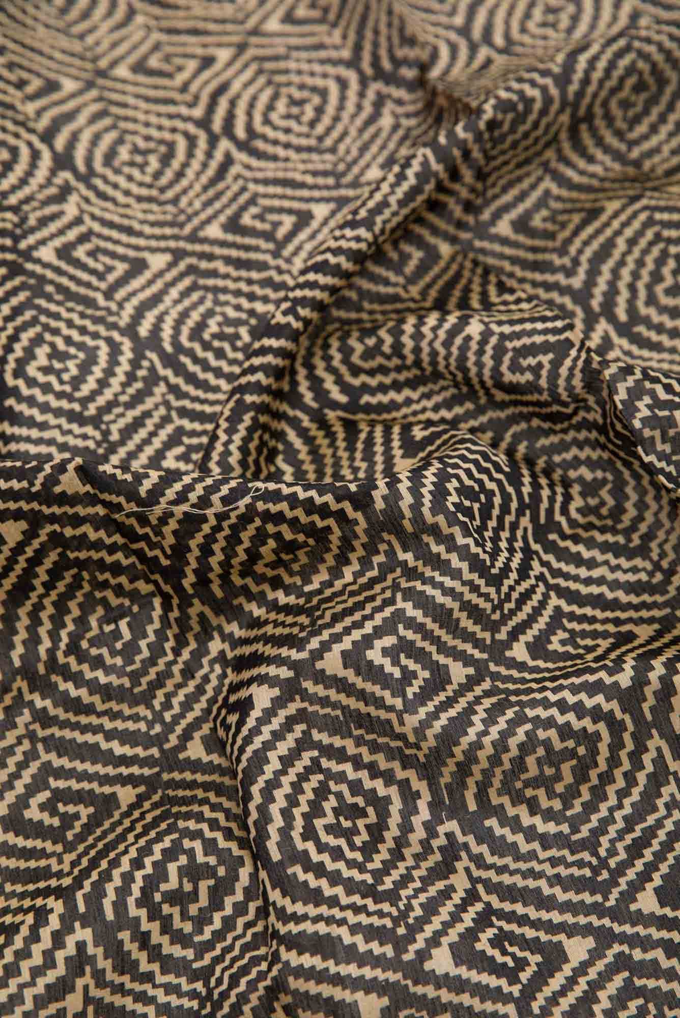 Black Tussar Silk Dress Material