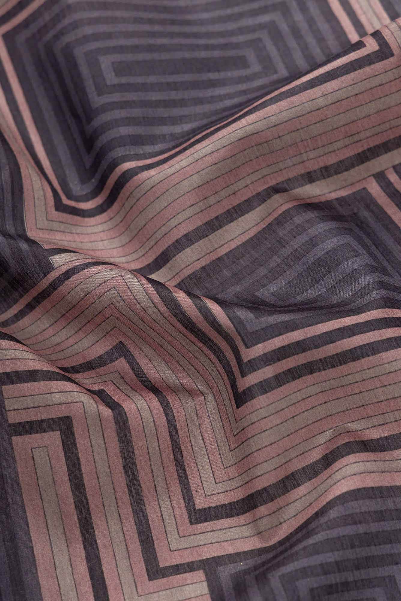 Grey Chanderi Silk Dress Material
