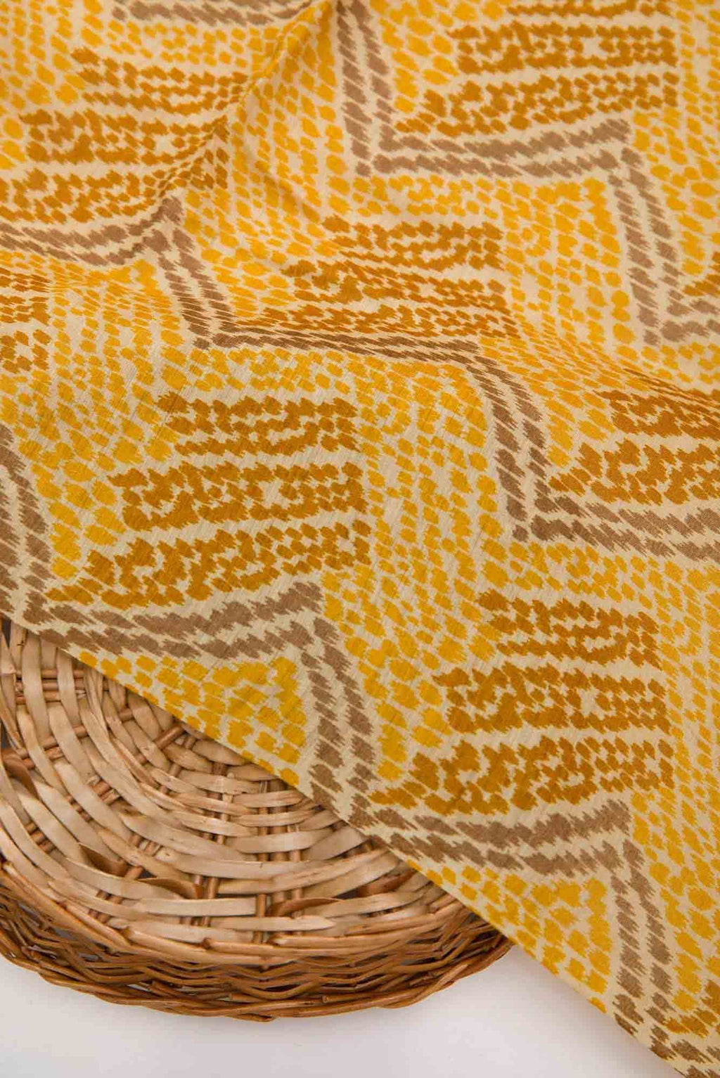 Mustard Chanderi Silk Dress Material