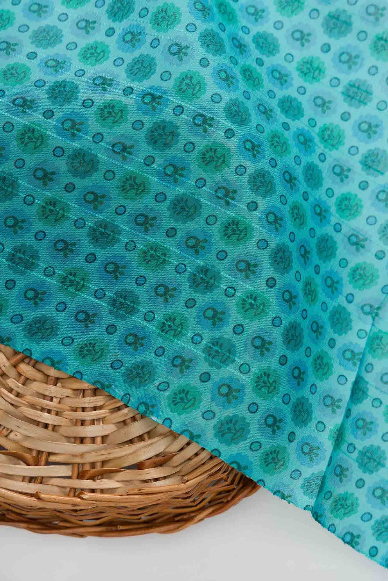 Blue Chanderi Silk Dress Material