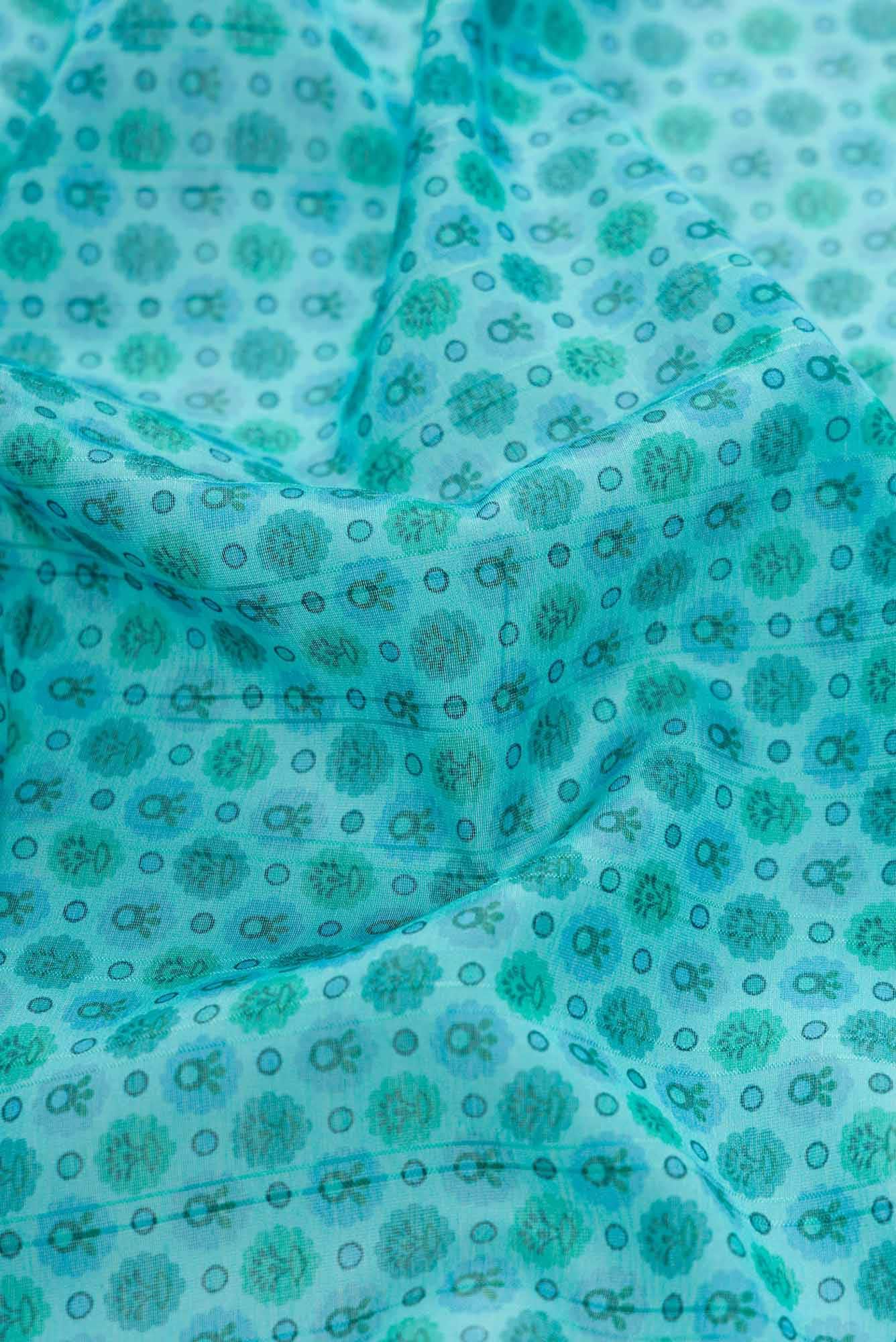 Blue Chanderi Silk Dress Material